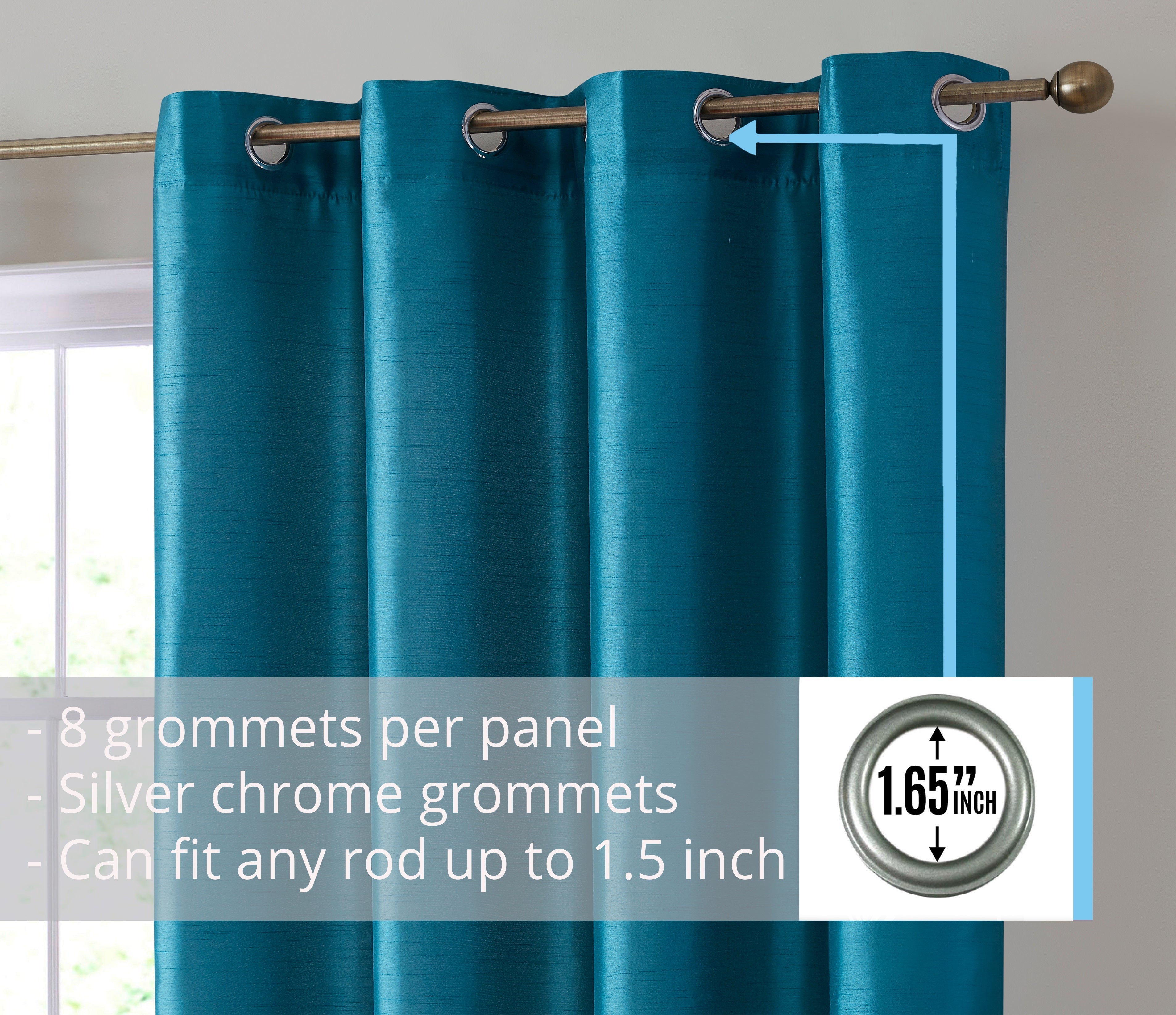 Jefferson Faux Silk Grommet Curtain Panels