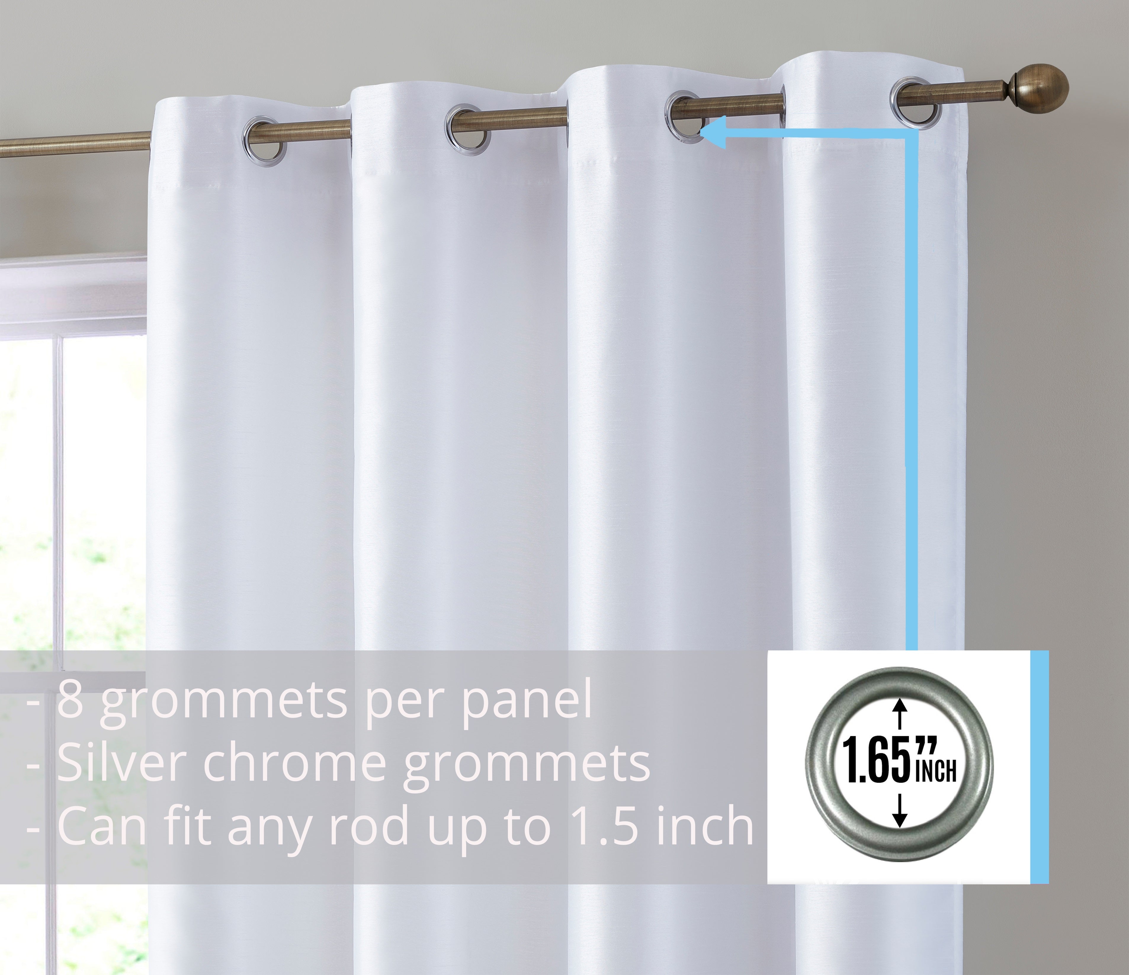 Jefferson Faux Silk Grommet Curtain Panels