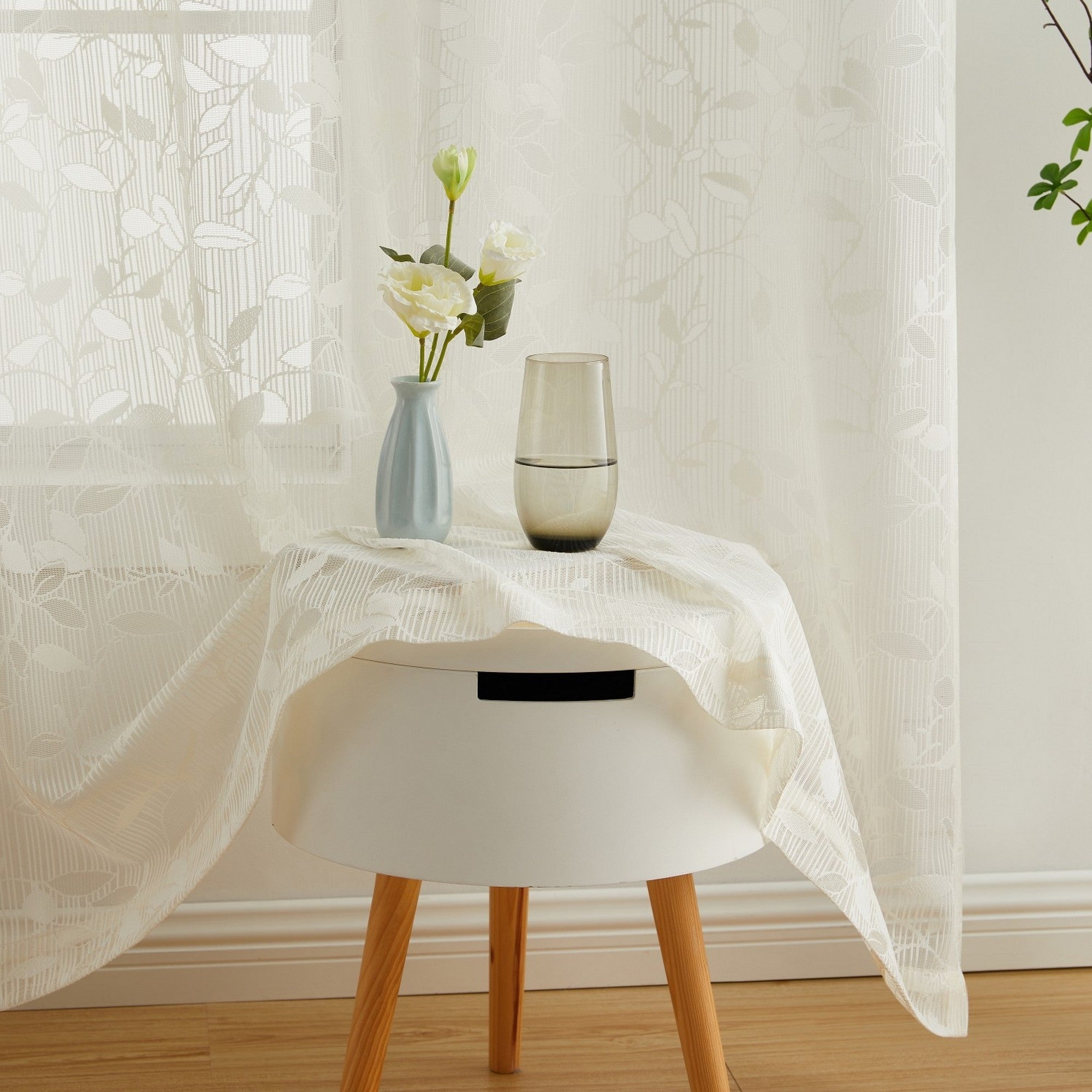 Joyce Floral Semi-Sheer Grommet Curtain Panels