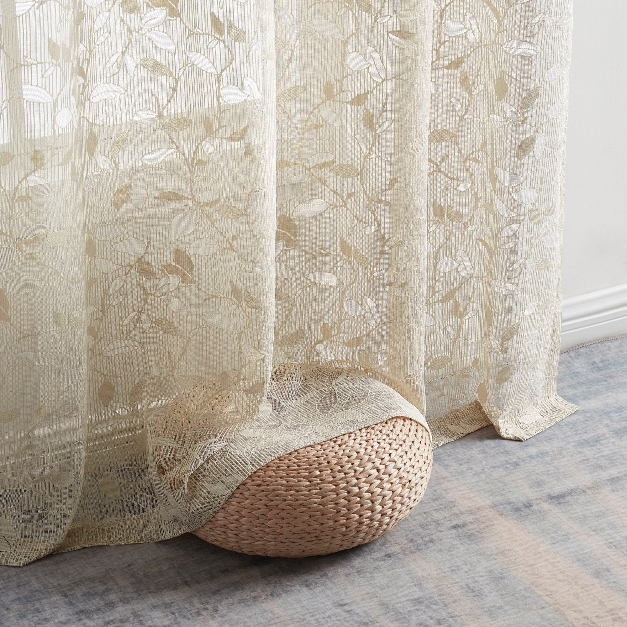 Joyce Floral Semi-Sheer Grommet Curtain Panels