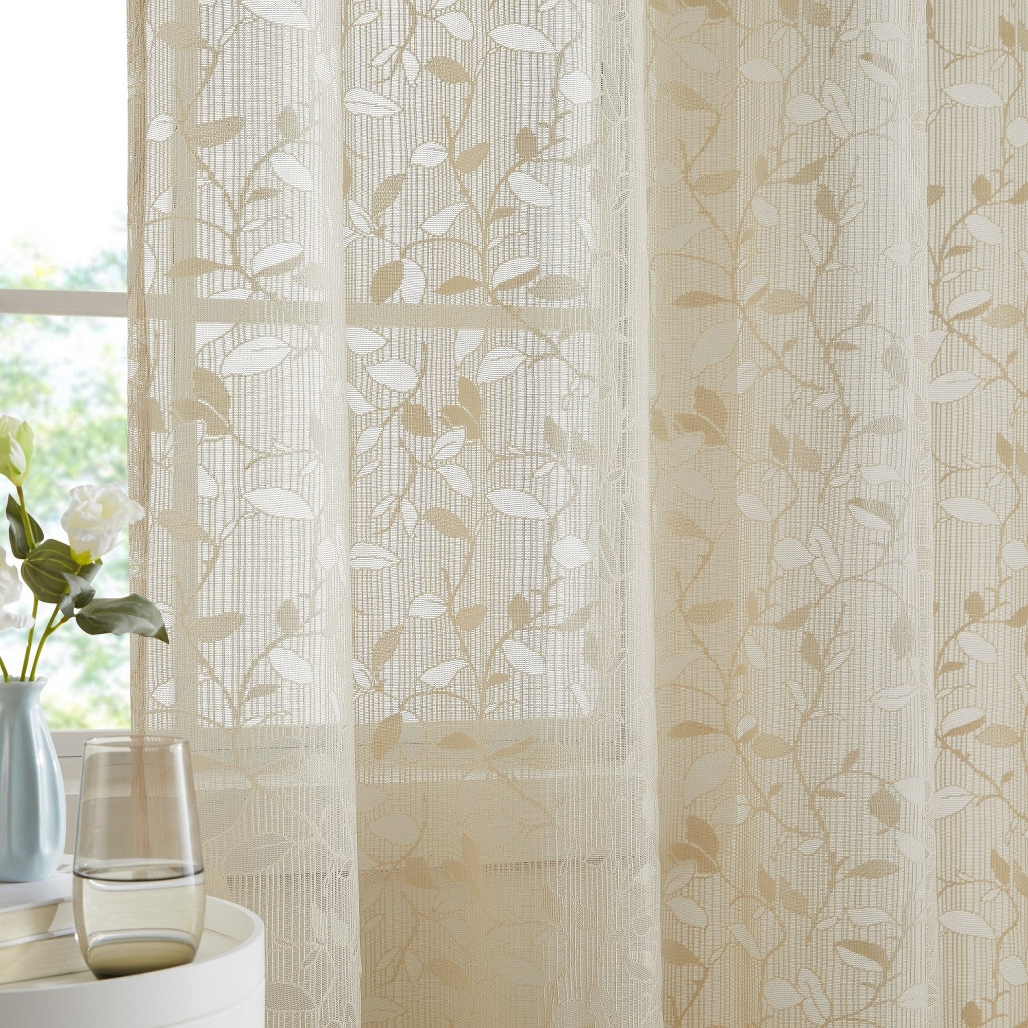Joyce Floral Semi-Sheer Grommet Curtain Panels