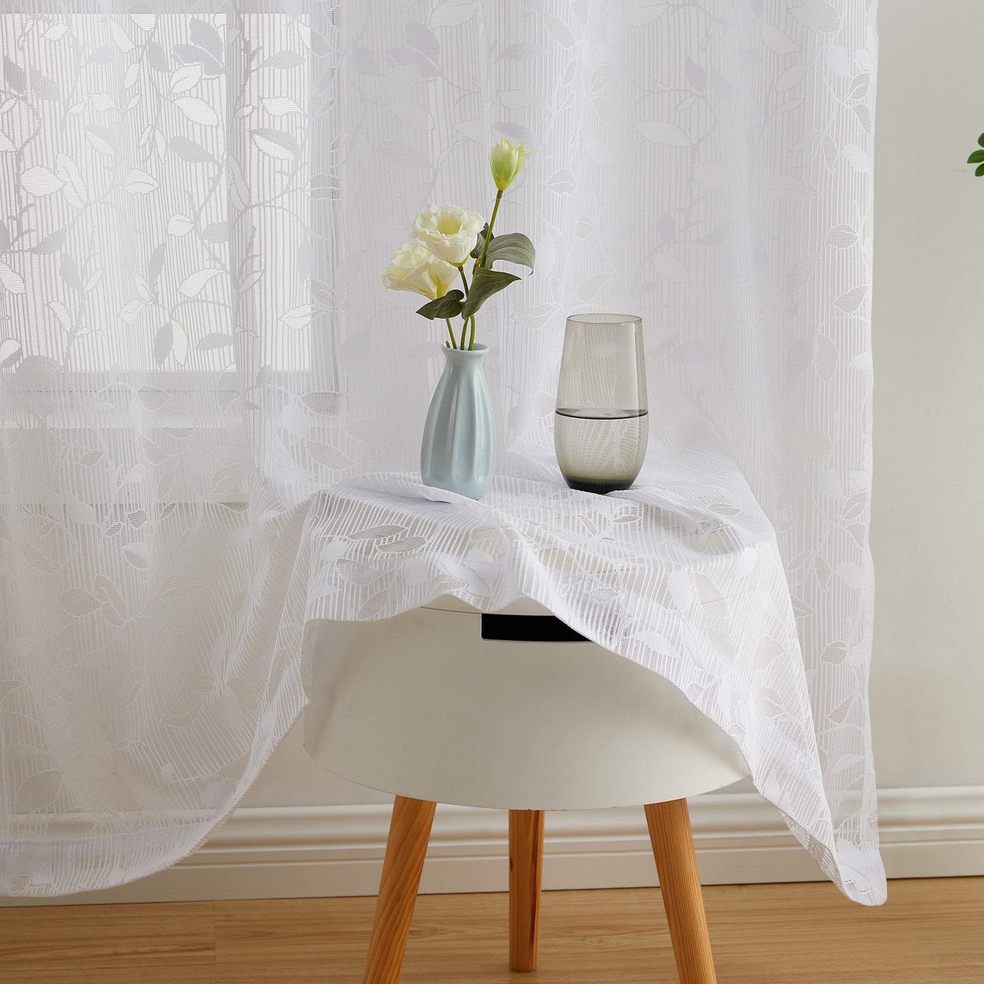 Joyce Floral Semi-Sheer Grommet Curtain Panels