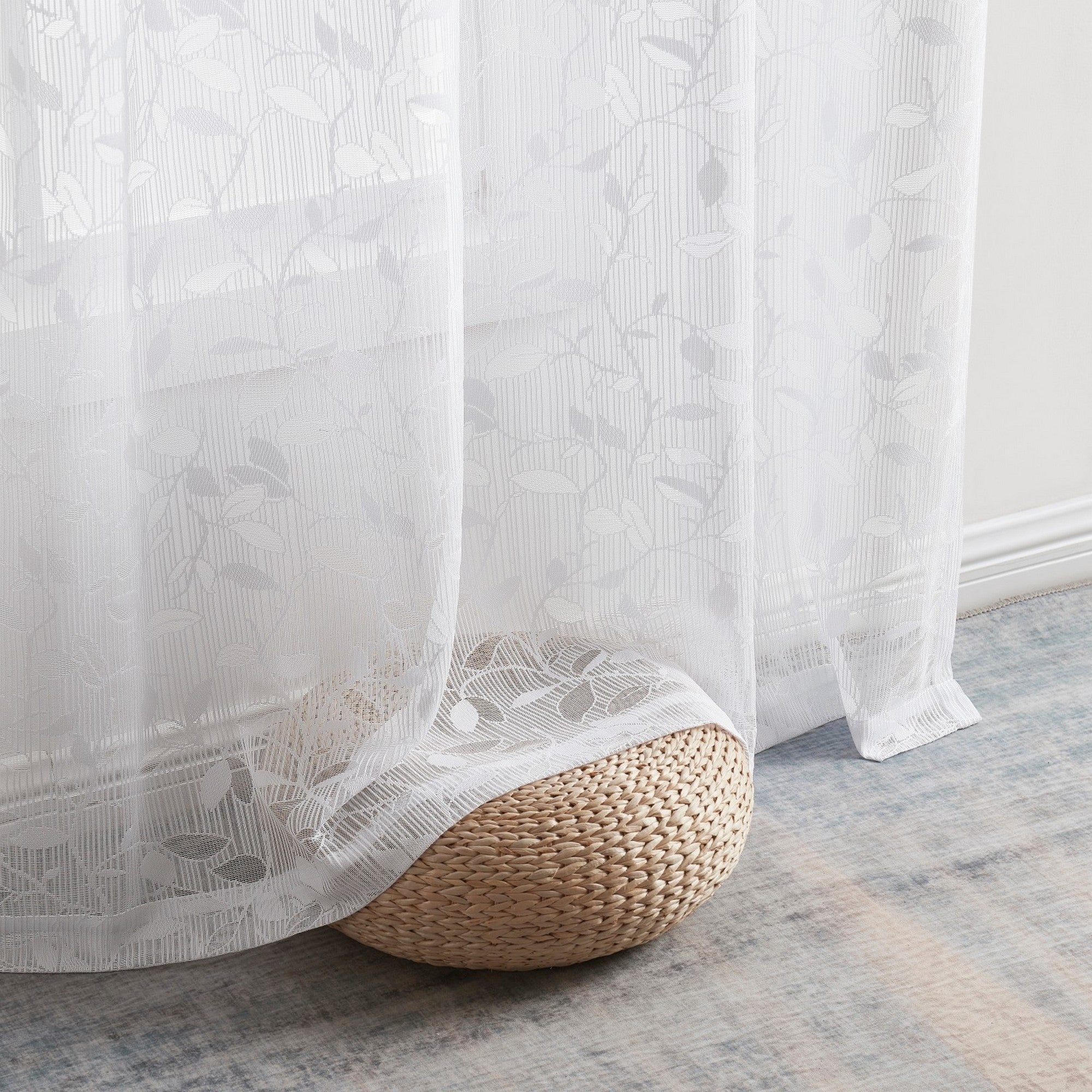 Joyce Floral Semi-Sheer Grommet Curtain Panels