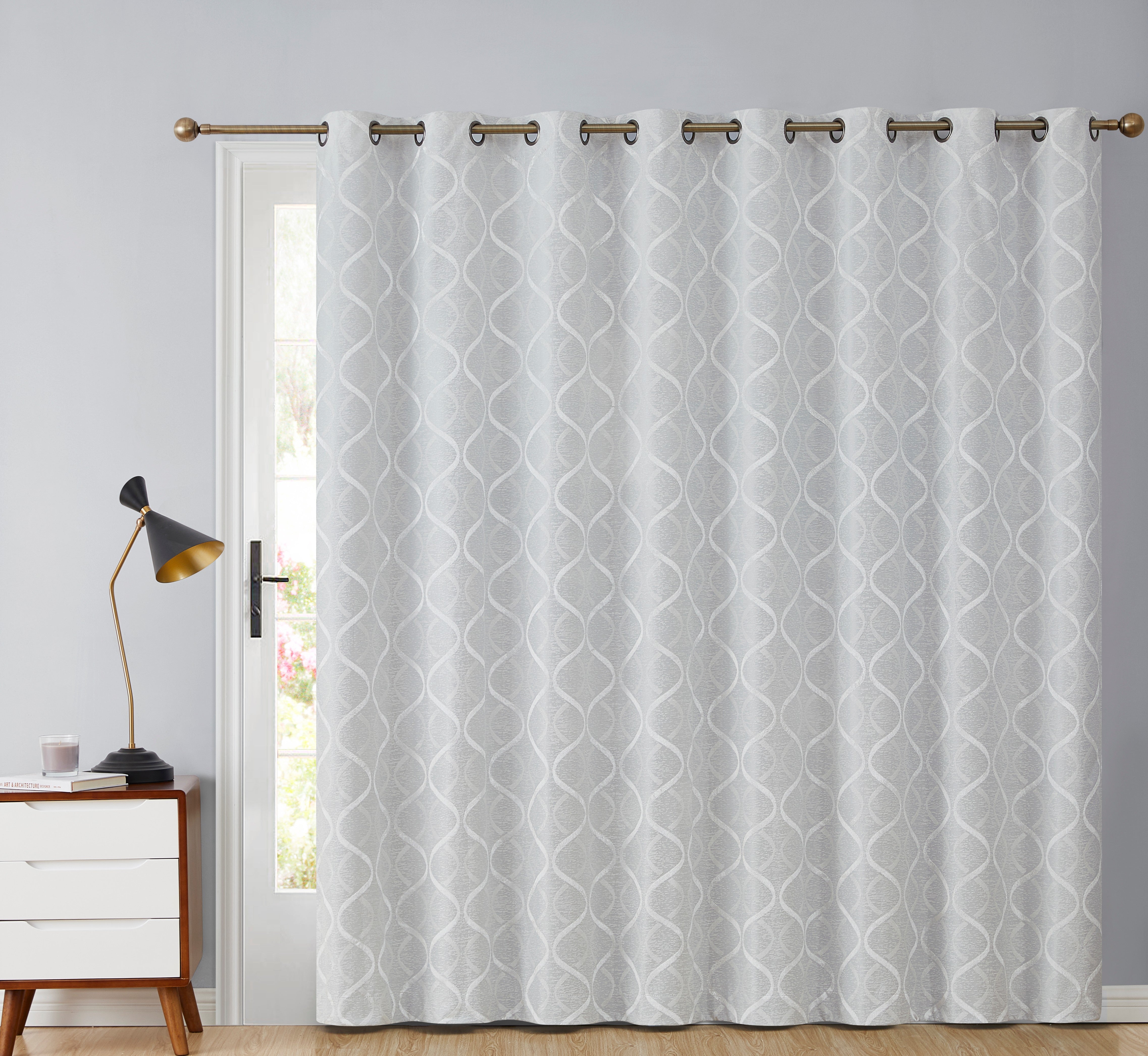 Lattice Flocked 100% Blackout Grommet Patio Door Panel