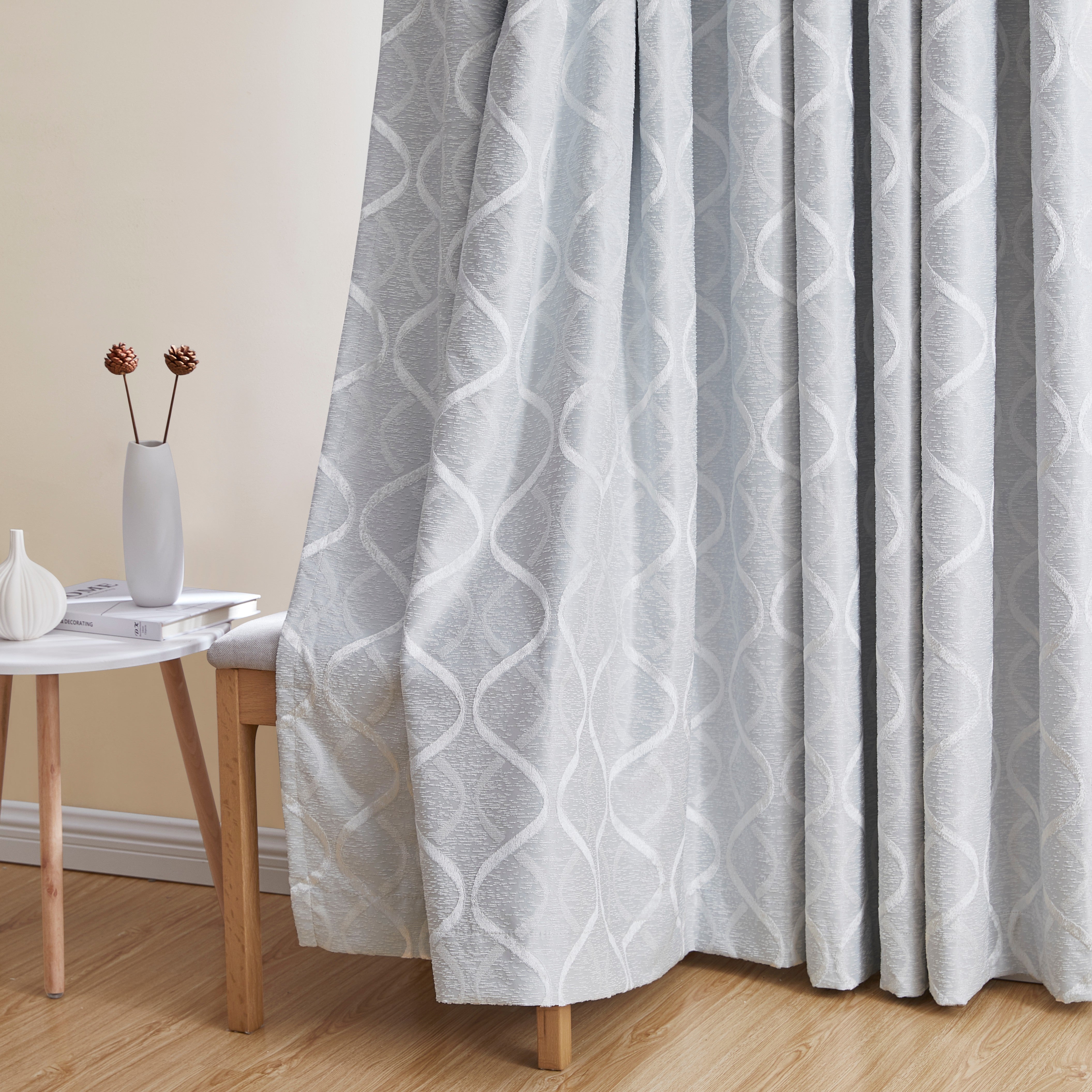 Versailles Lattice Flocked 100% Blackout Grommet Curtain Panels