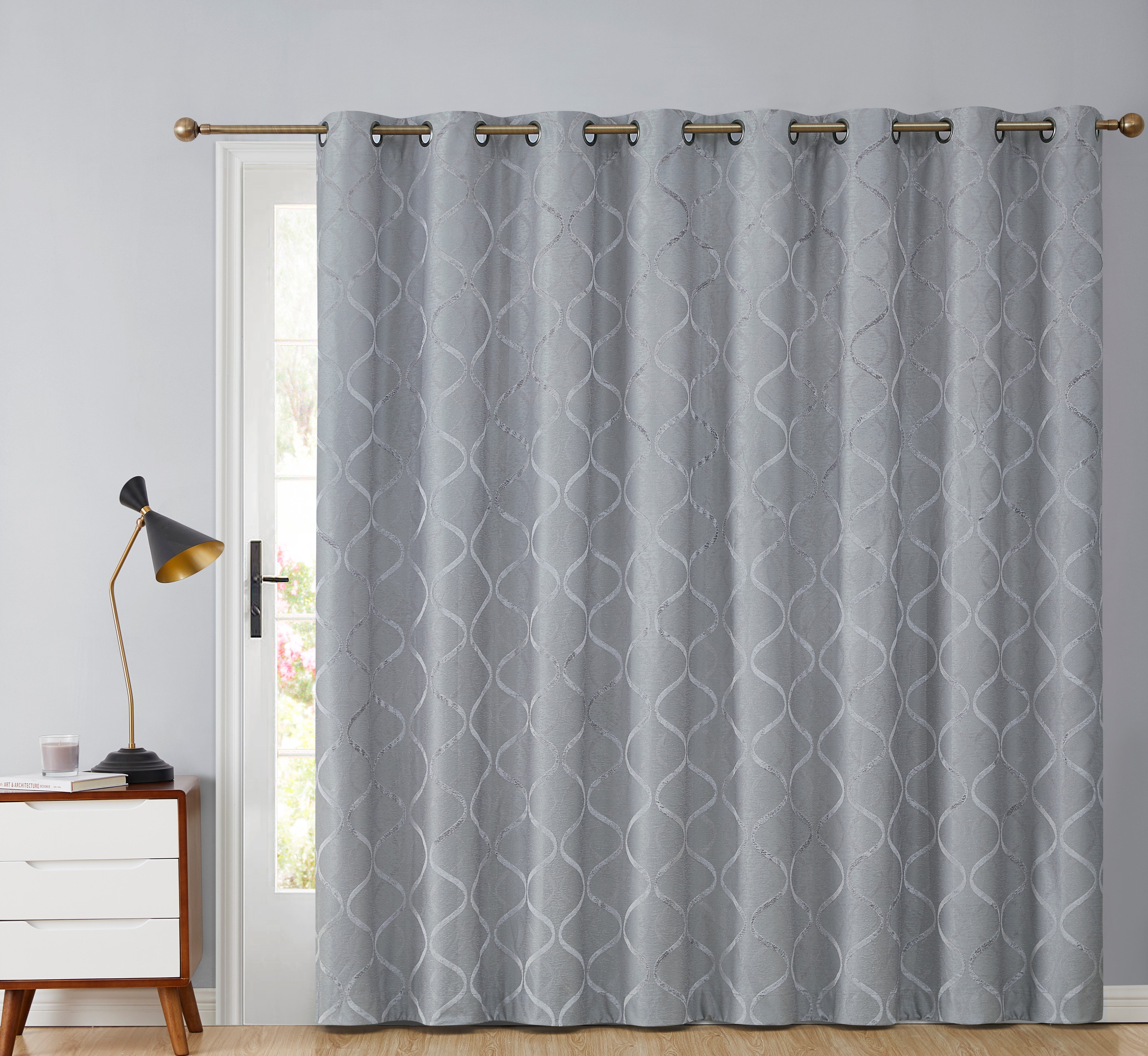 Lattice Flocked 100% Blackout Grommet Patio Door Panel