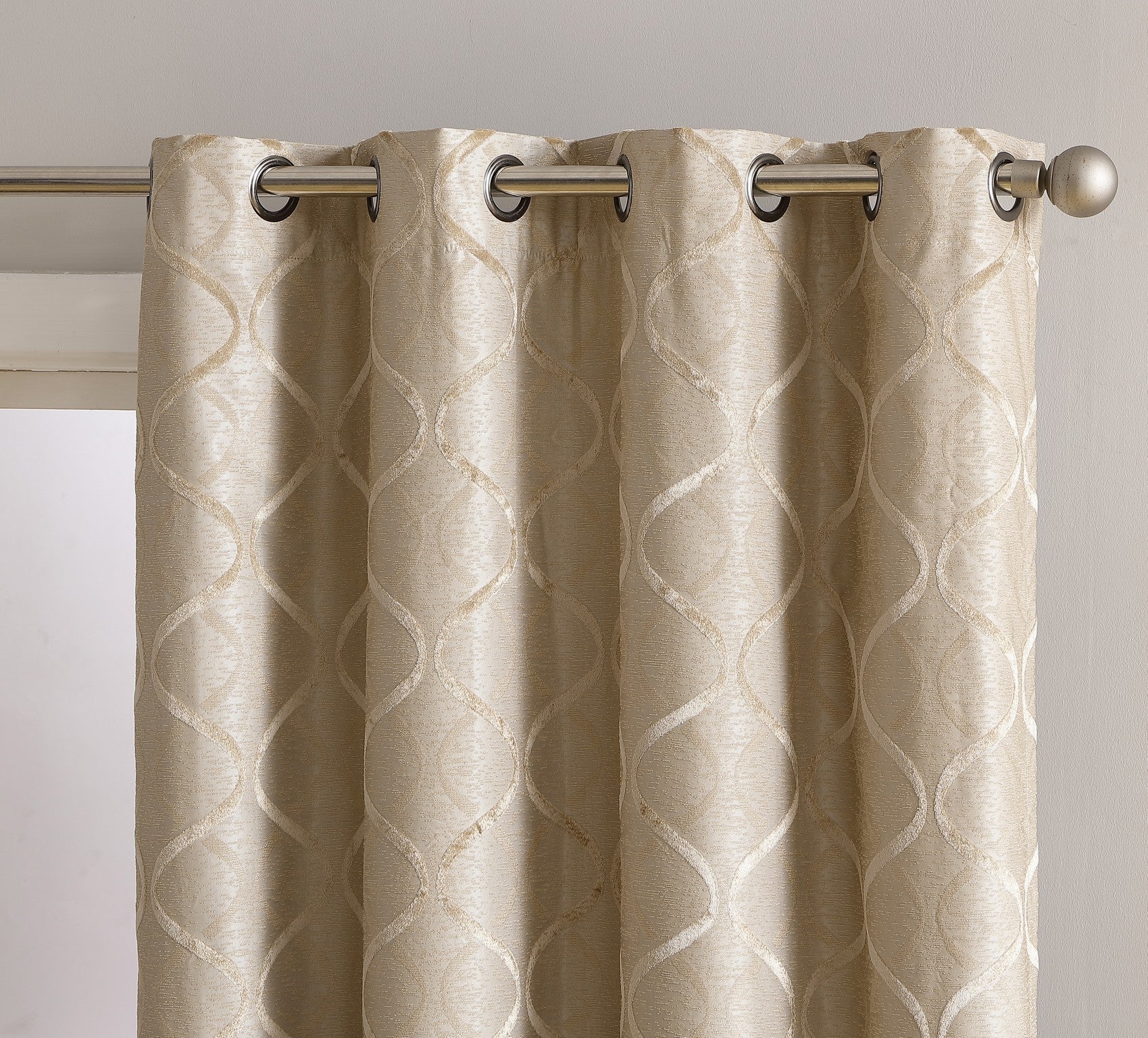 Versailles Lattice Flocked 100% Blackout Grommet Curtain Panels
