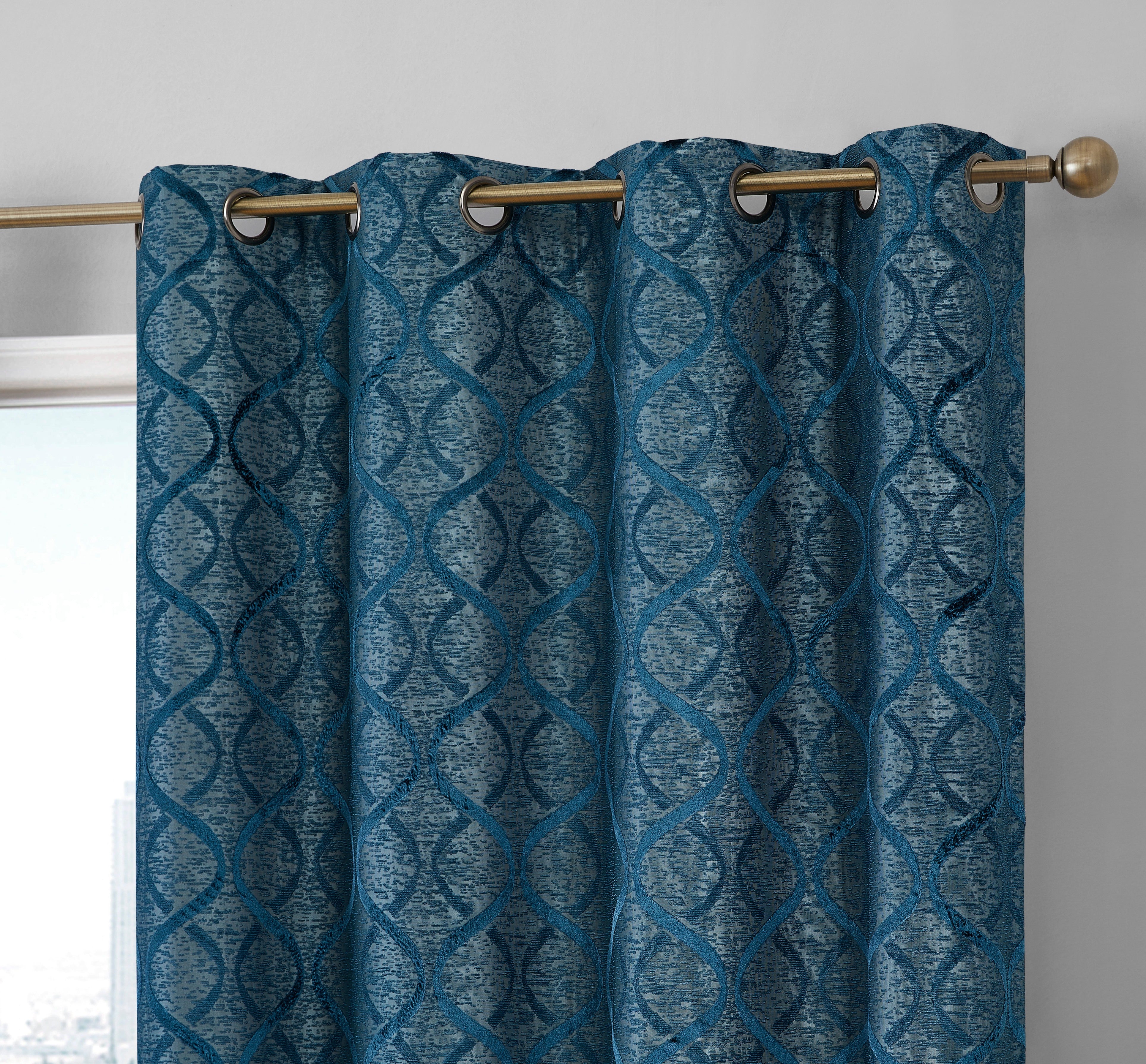 Versailles Lattice Flocked 100% Blackout Grommet Curtain Panels