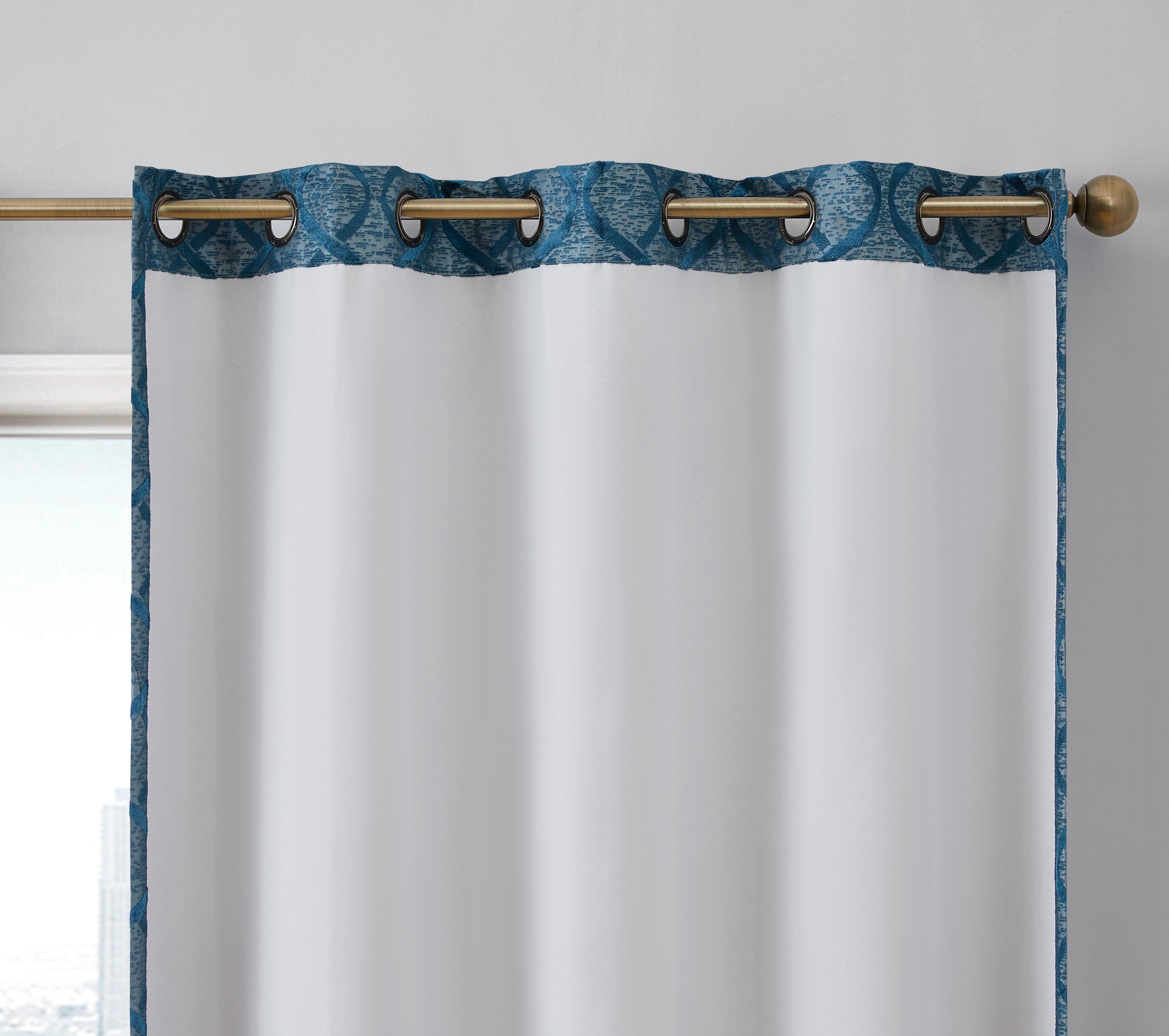 Versailles Lattice Flocked 100% Blackout Grommet Curtain Panels