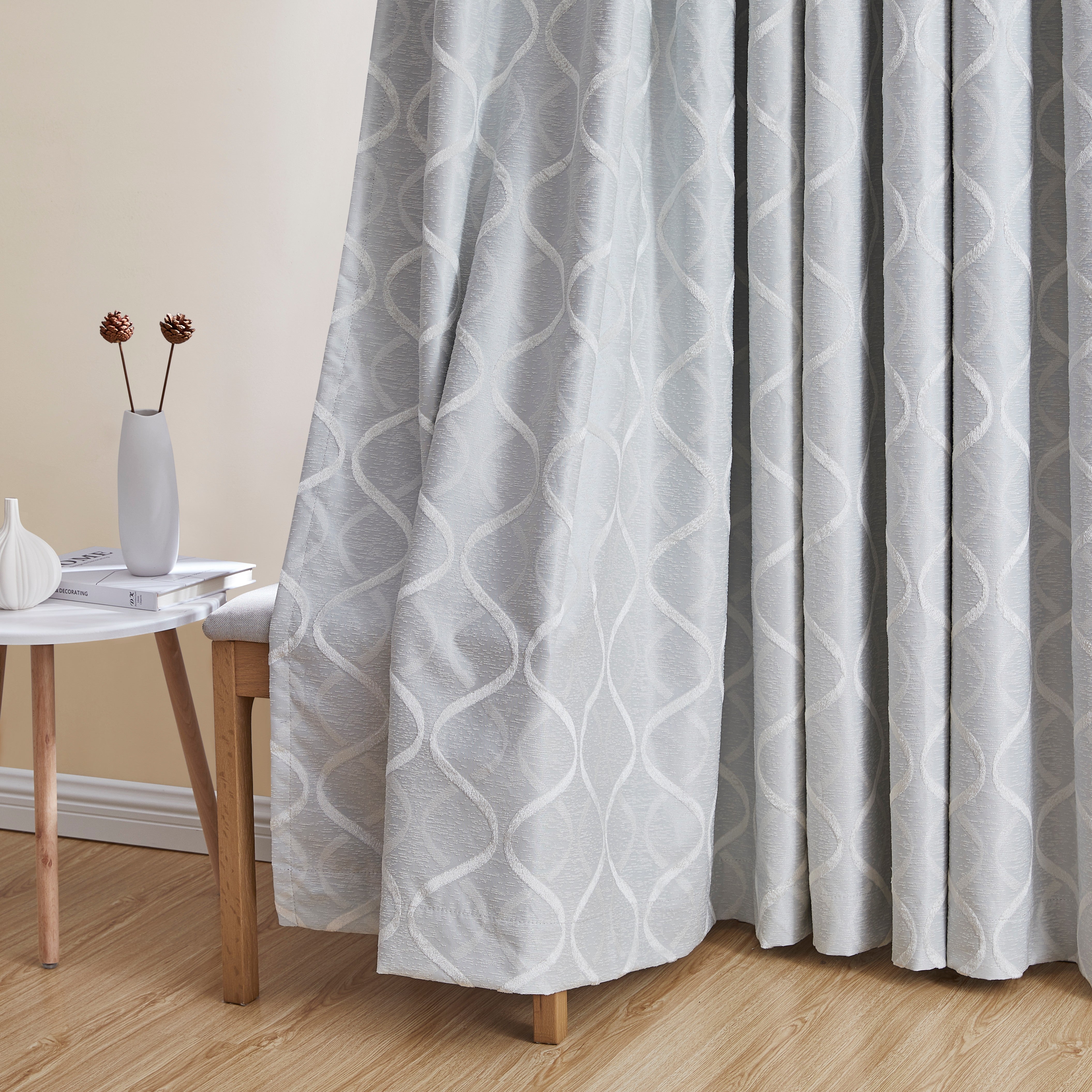 Versailles Lattice Flocked 100% Blackout Grommet Curtain Panels