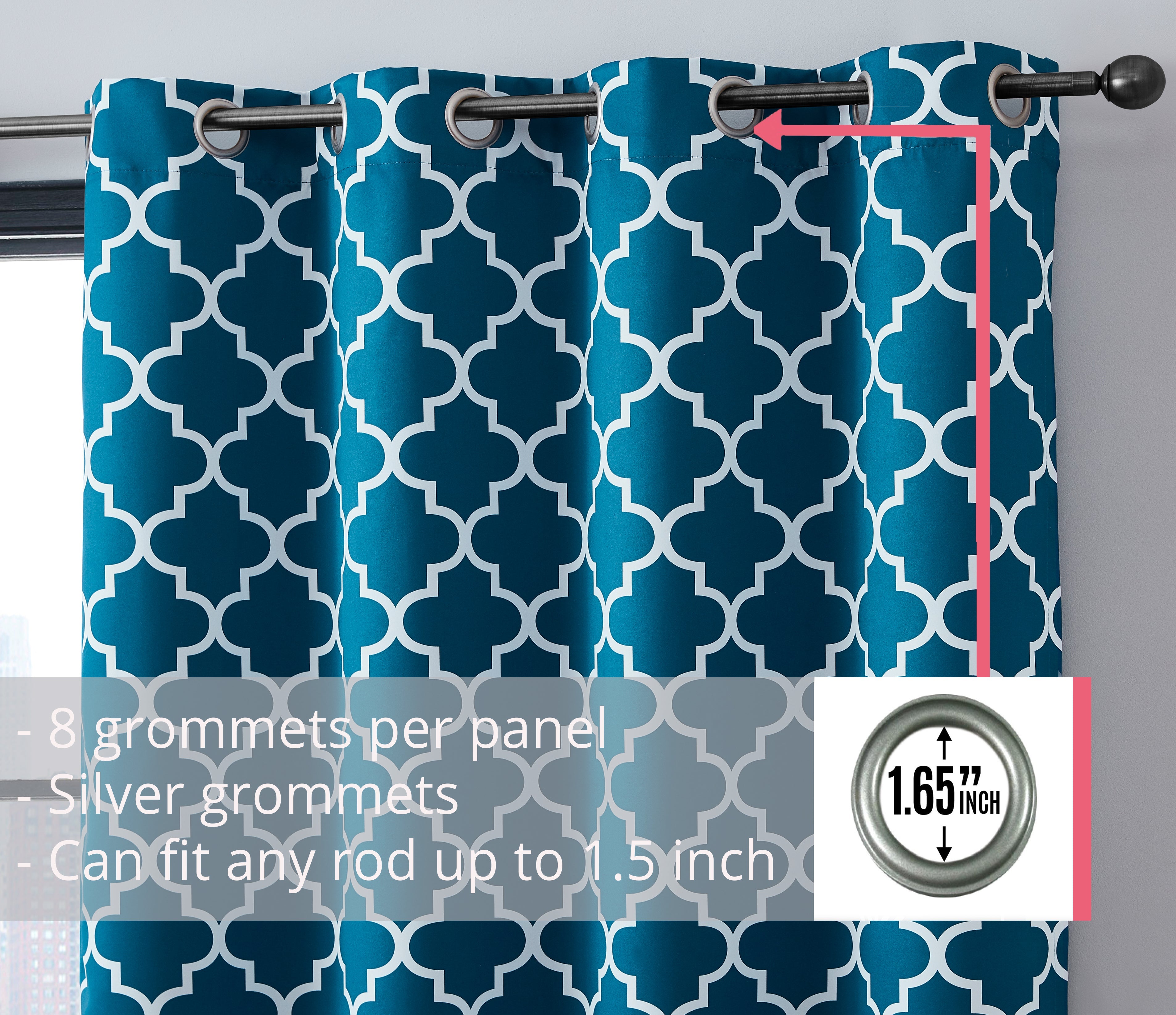 Lattice Print Room Darkening Grommet Curtain Panels