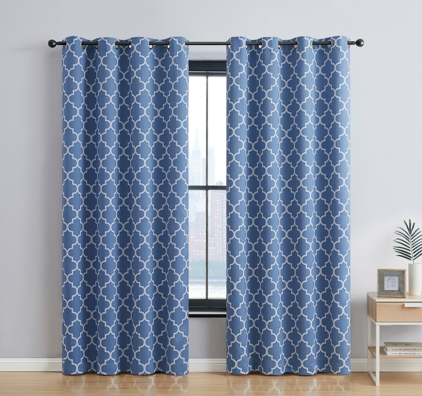 Lattice Print Room Darkening Grommet Curtain Panels