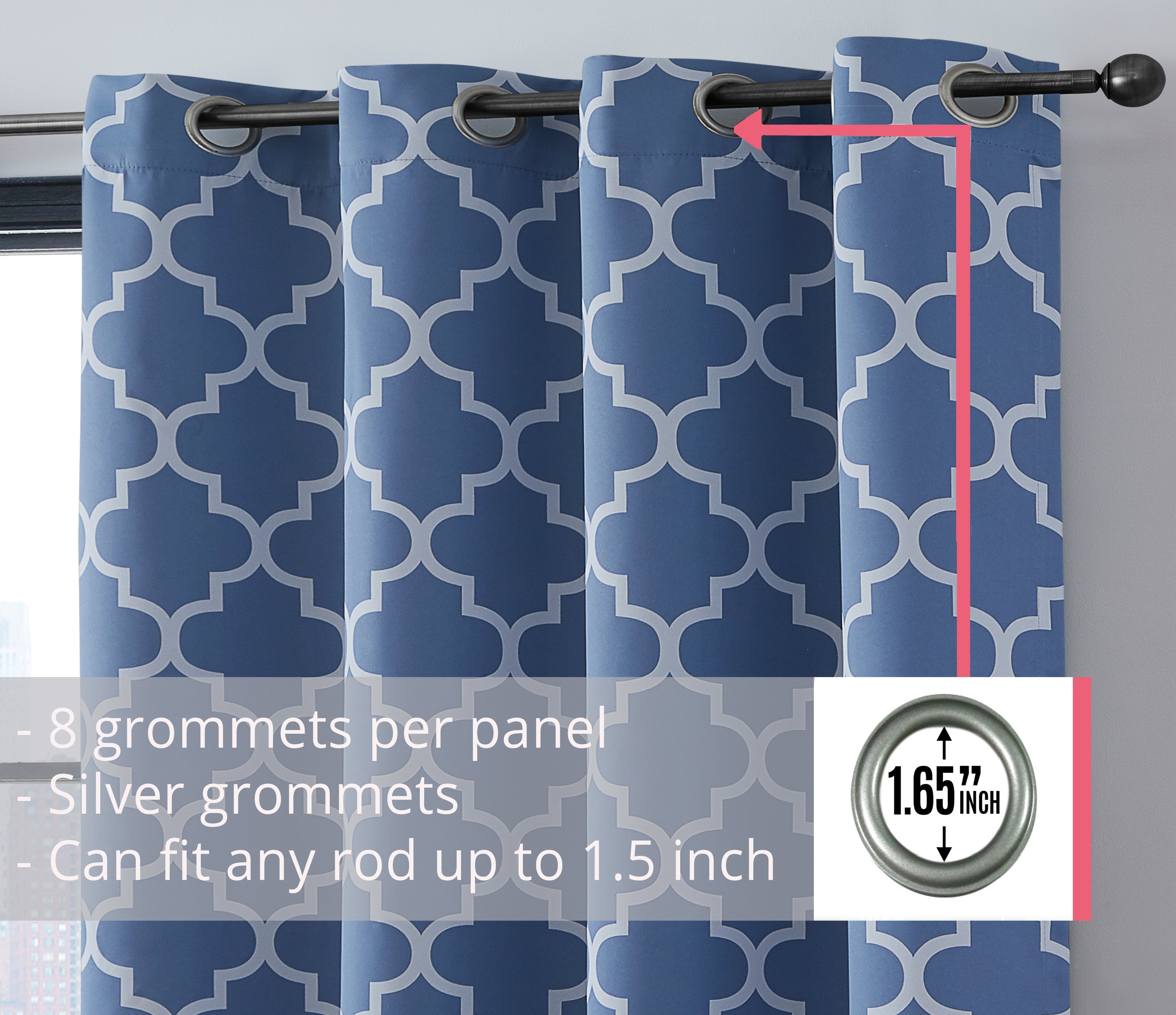 Lattice Print Room Darkening Grommet Curtain Panels