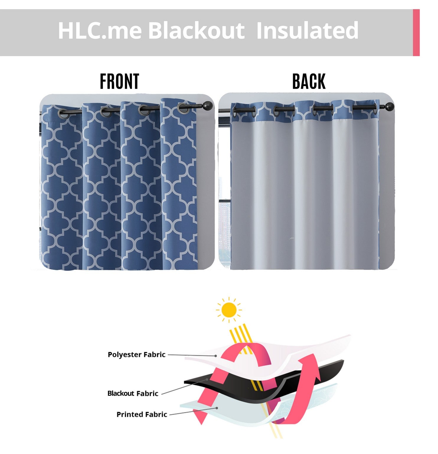 Lattice Print Room Darkening Grommet Curtain Panels