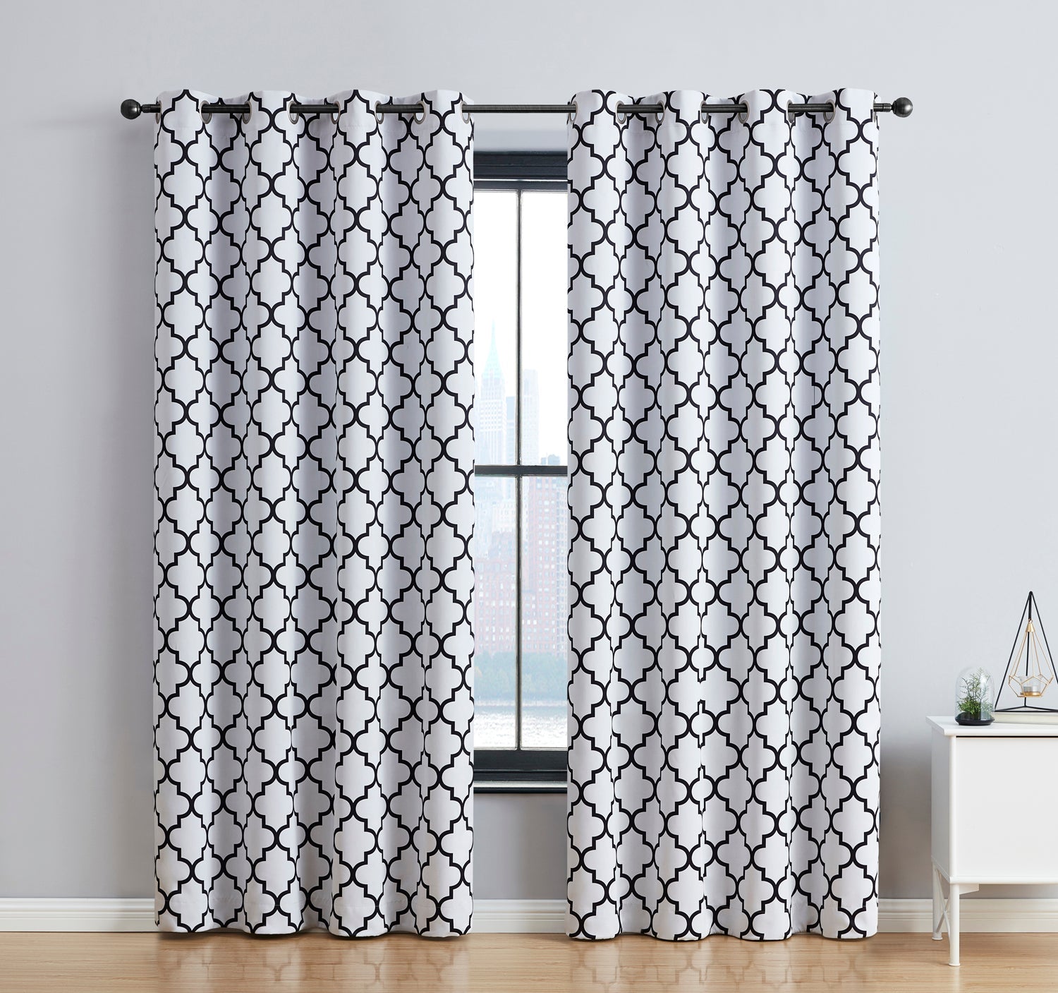 Lattice Print Room Darkening Grommet Curtain Panels