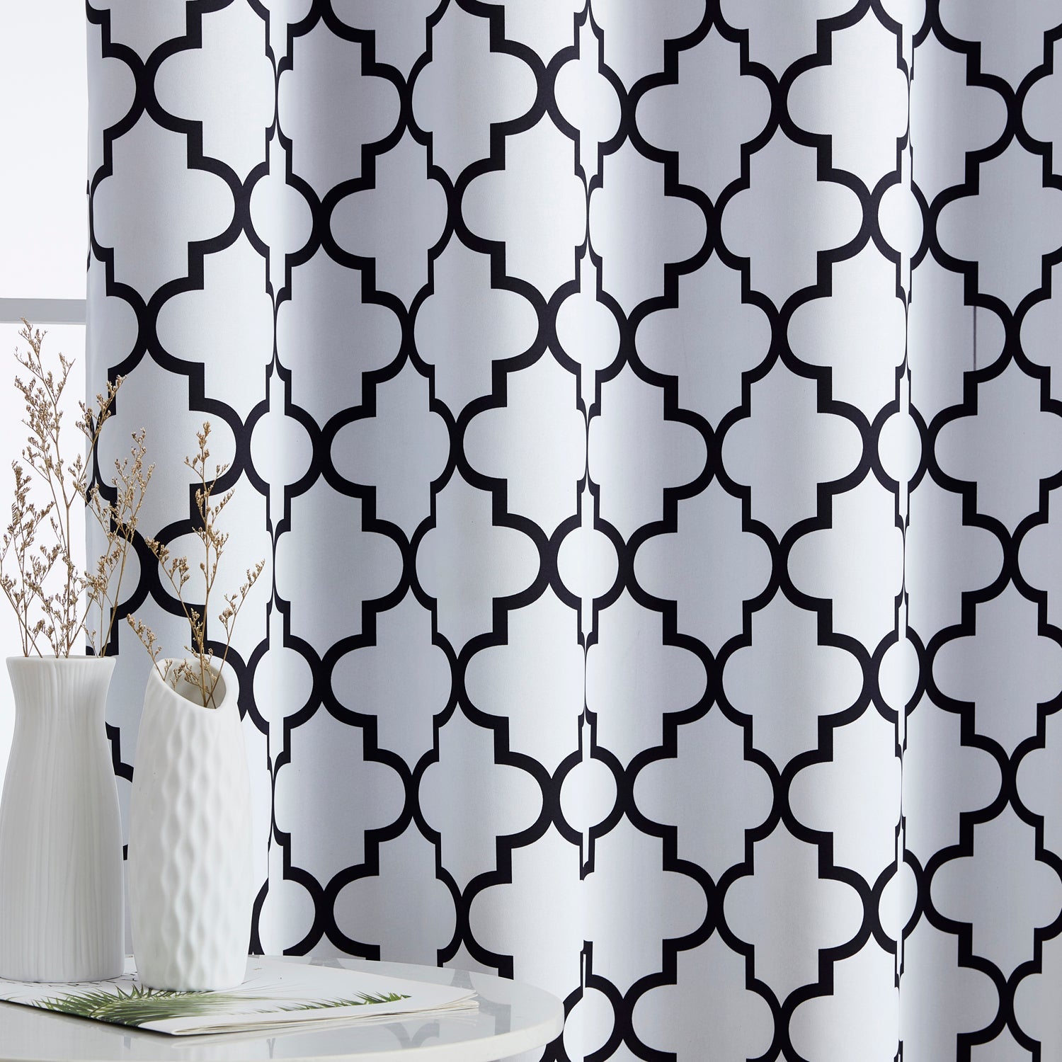 Lattice Print Room Darkening Grommet Curtain Panels