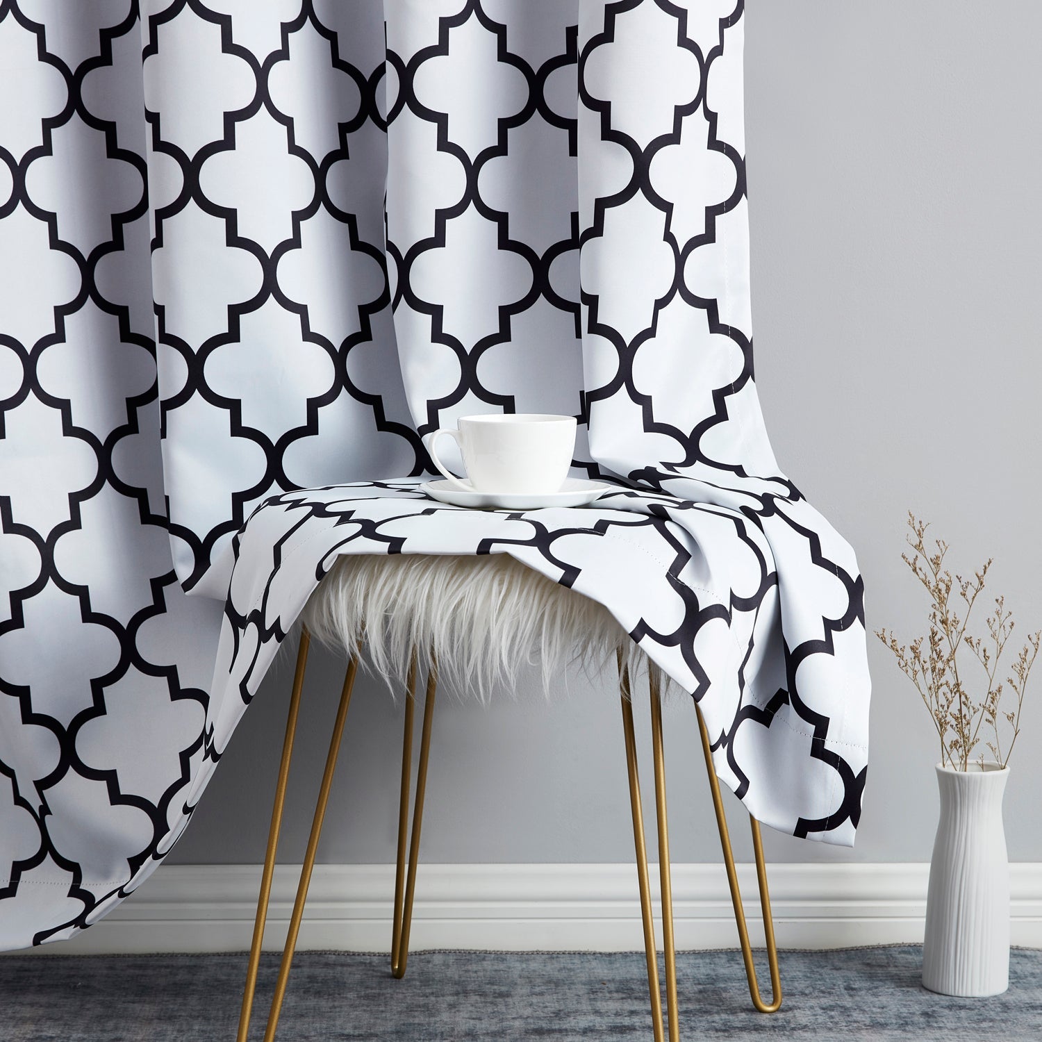 Lattice Print Room Darkening Grommet Curtain Panels