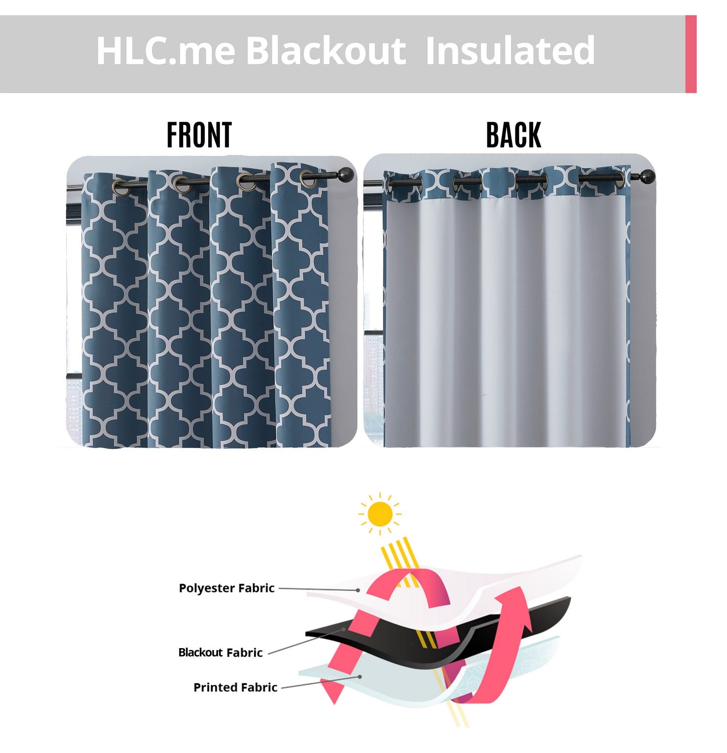 Lattice Print Room Darkening Grommet Curtain Panels