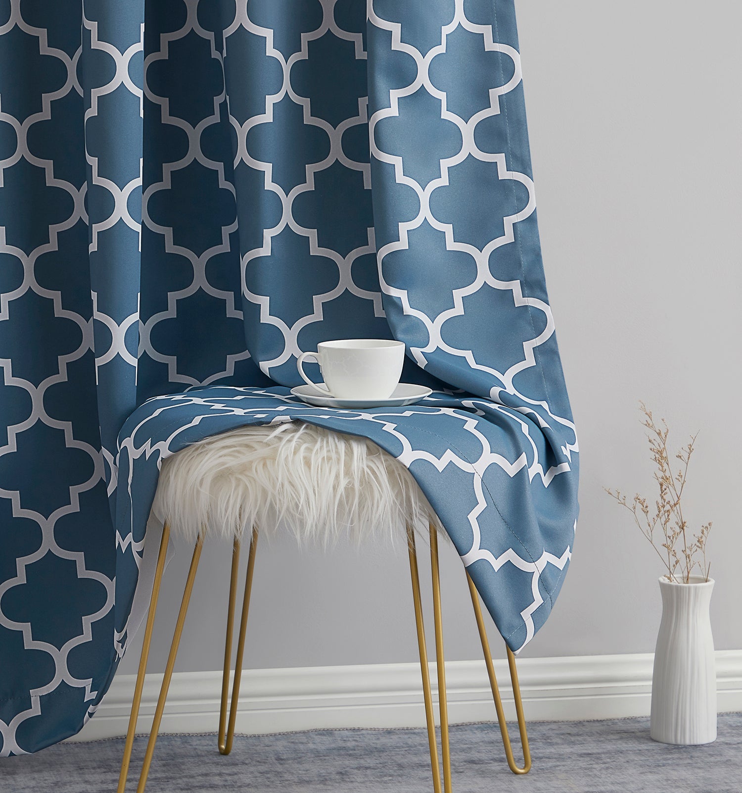 Lattice Print Room Darkening Grommet Curtain Panels