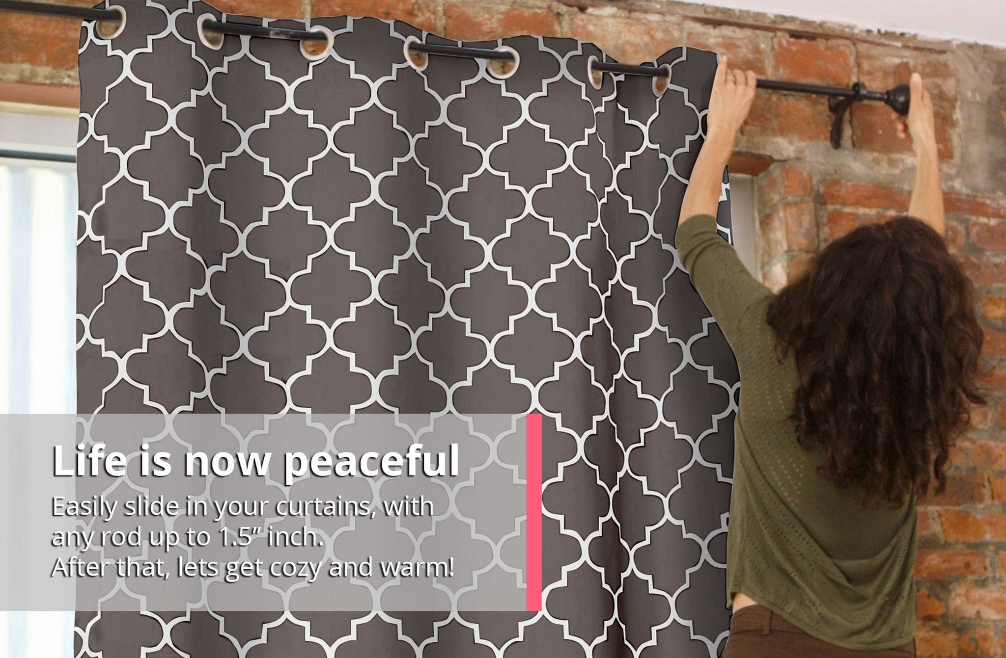 Lattice Print Room Darkening Grommet Curtain Panels