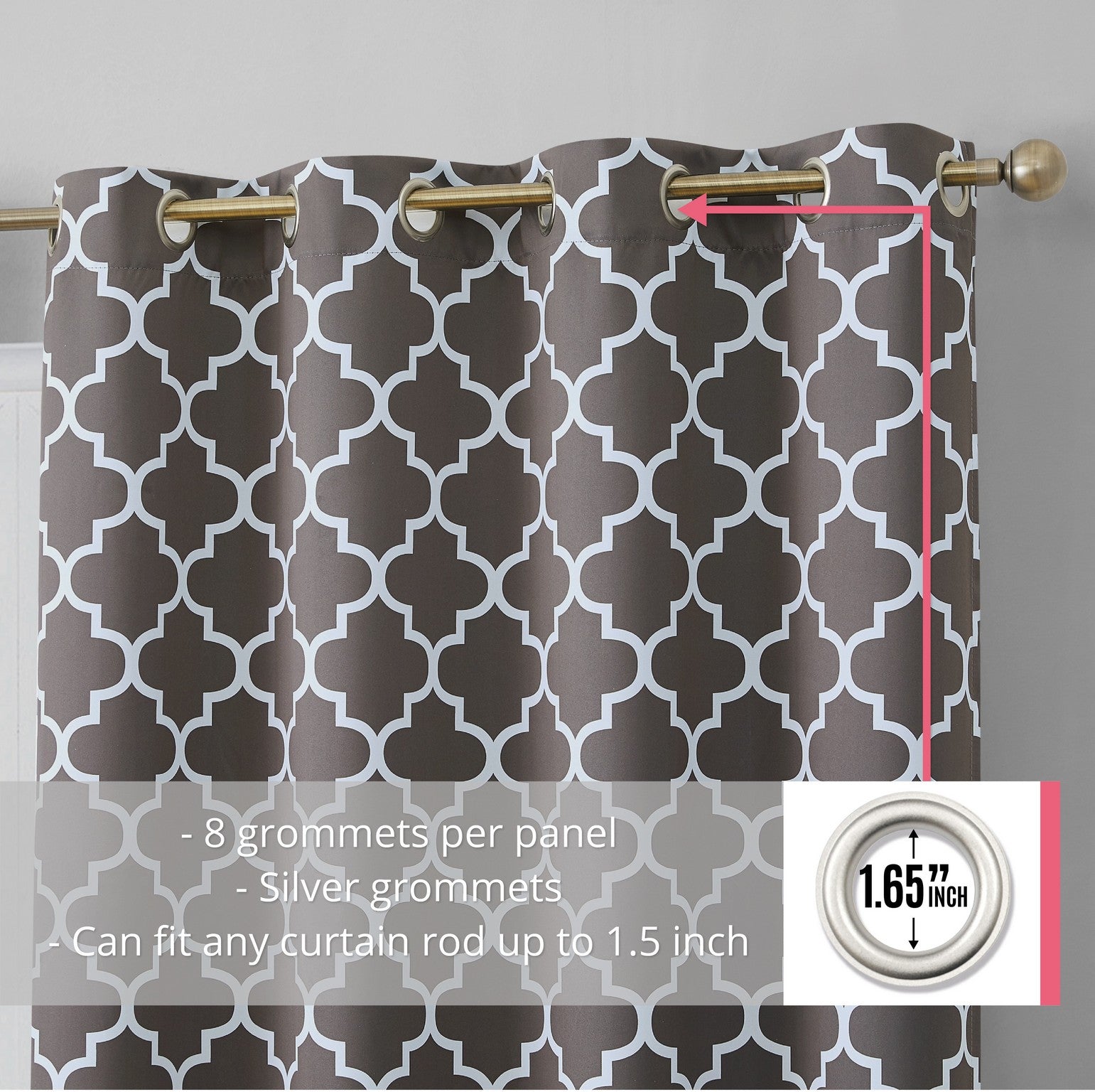Lattice Print Room Darkening Grommet Curtain Panels