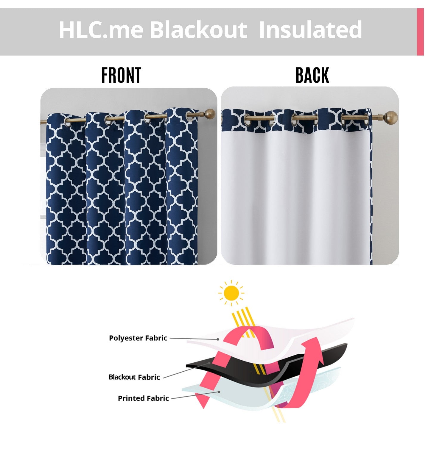 Lattice Print Room Darkening Grommet Curtain Panels