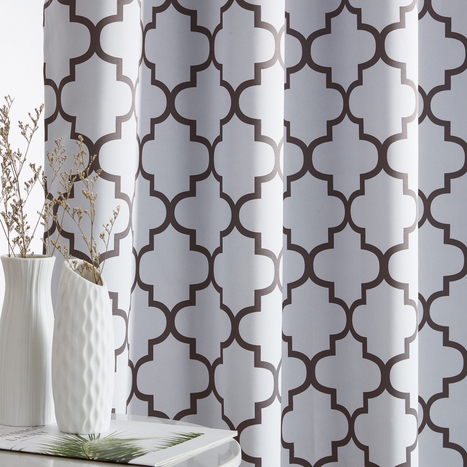 Lattice Print Room Darkening Grommet Curtain Panels