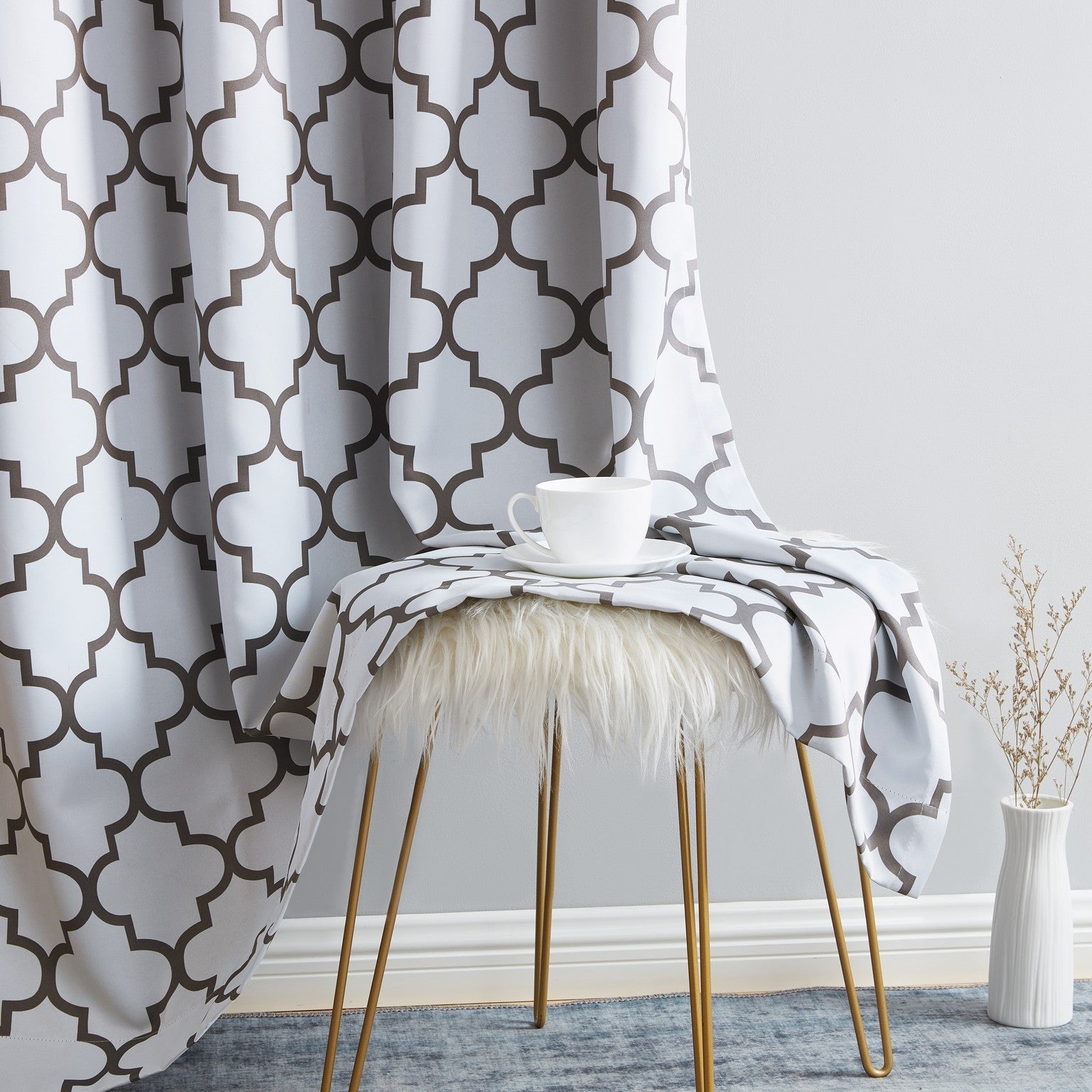 Lattice Print Room Darkening Grommet Curtain Panels