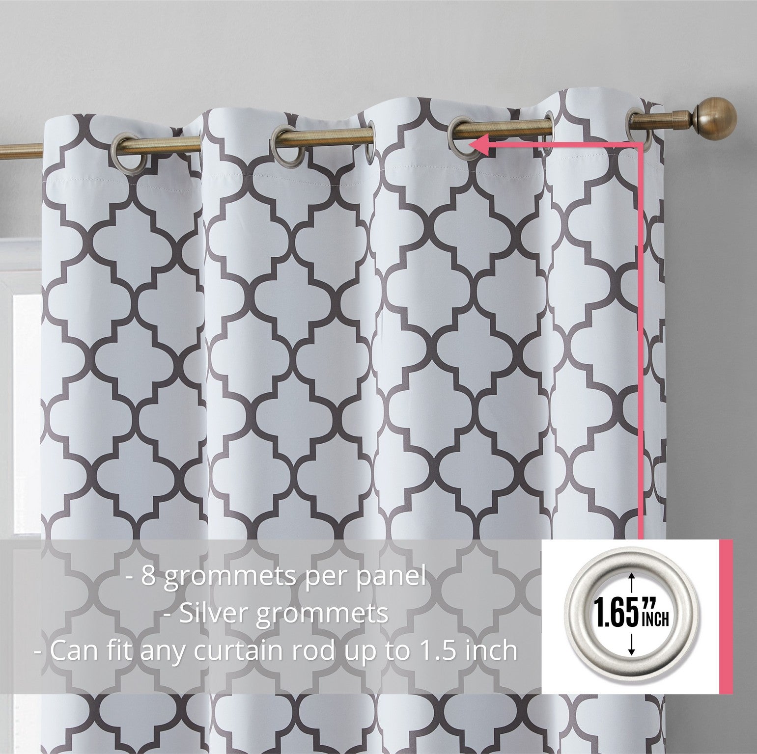 Lattice Print Room Darkening Grommet Curtain Panels