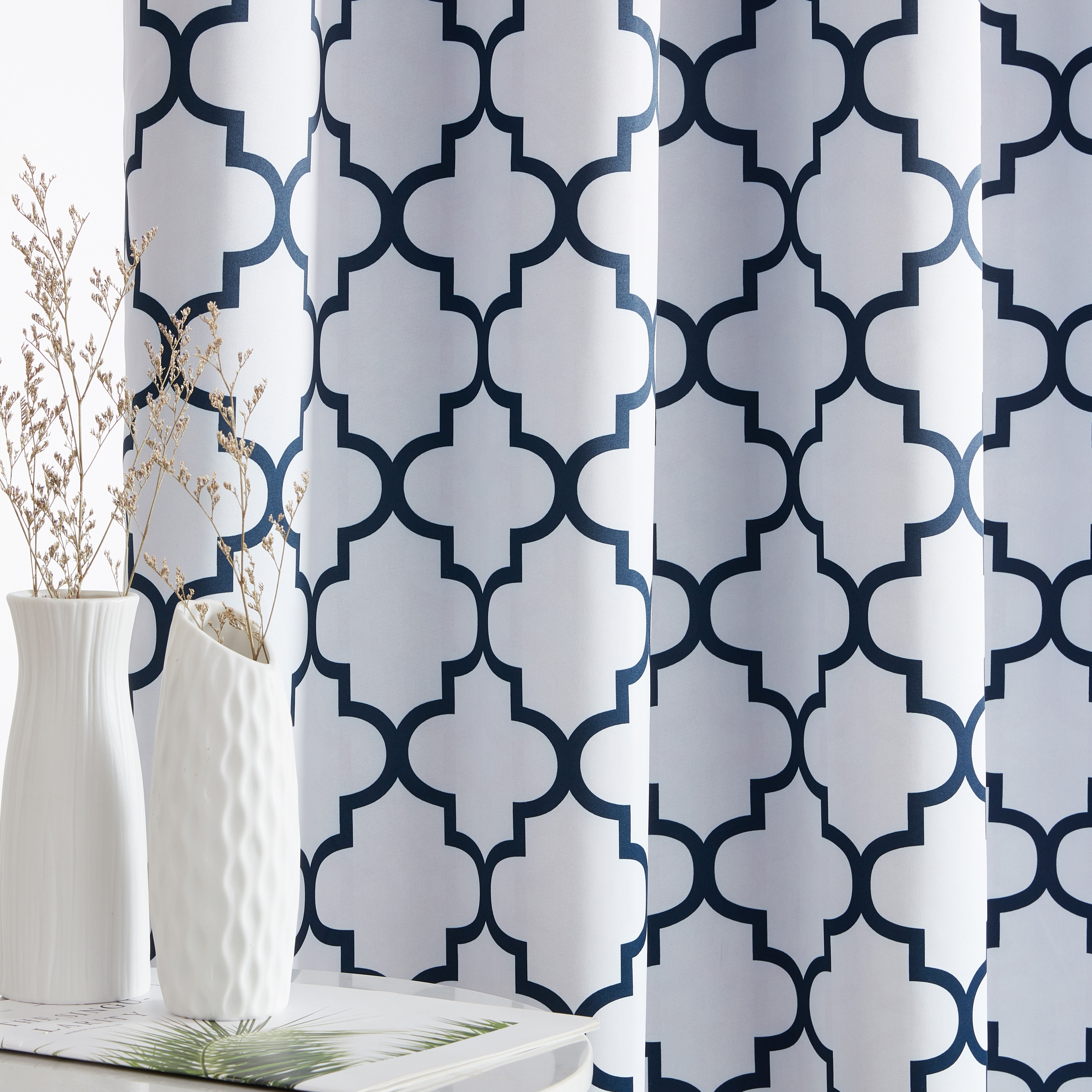 Lattice Print Room Darkening Grommet Curtain Panels