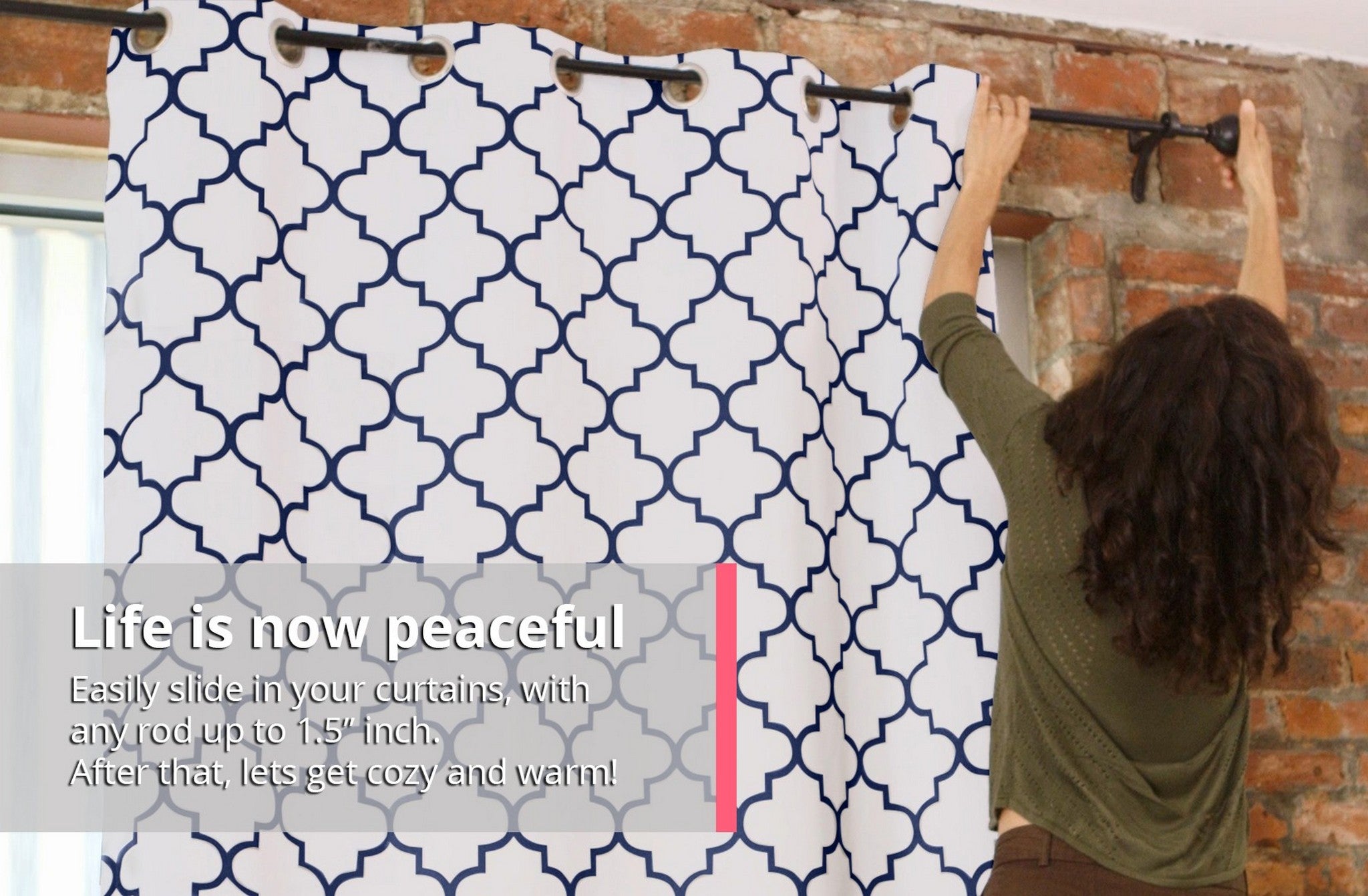 Lattice Print Room Darkening Grommet Curtain Panels