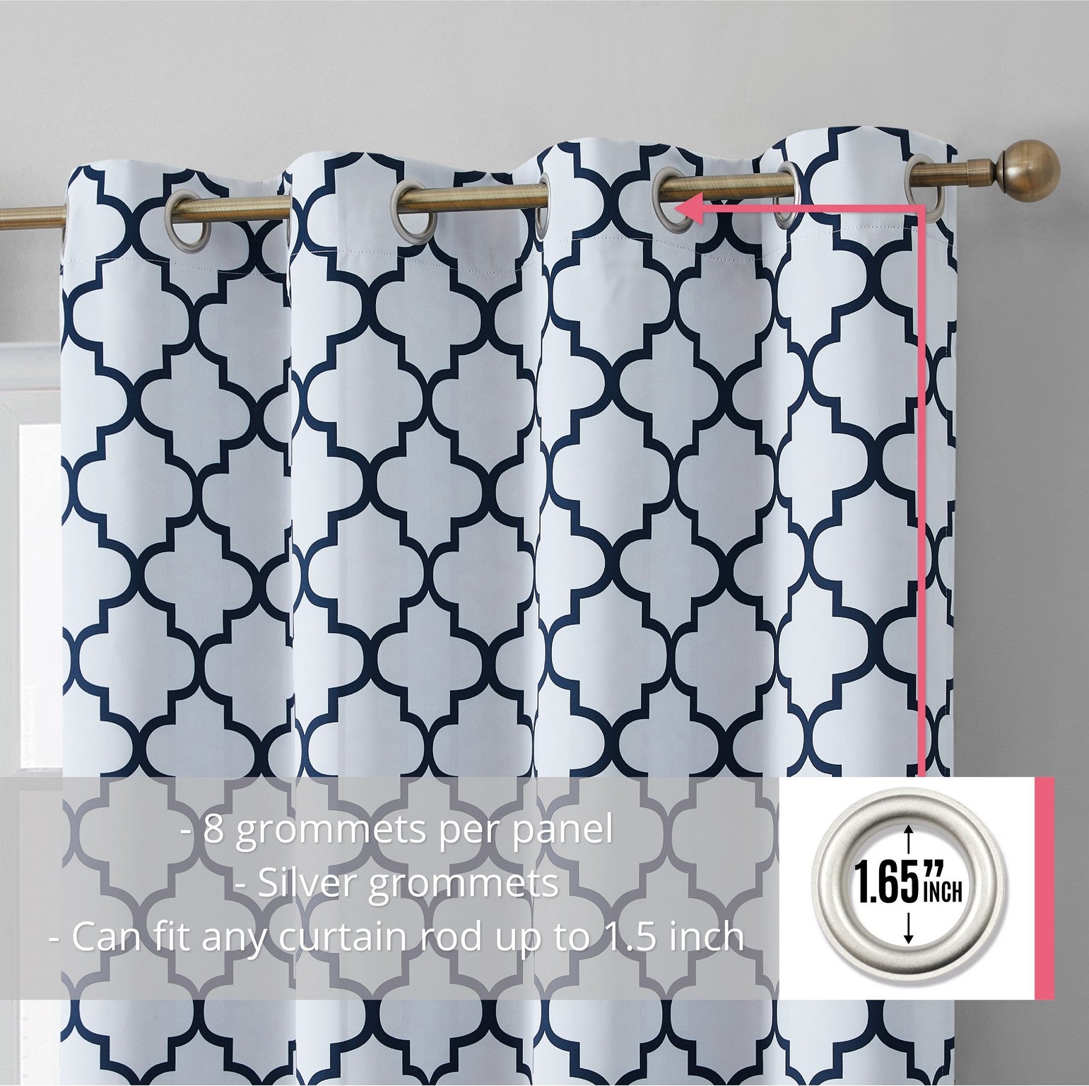 Lattice Print Room Darkening Grommet Curtain Panels