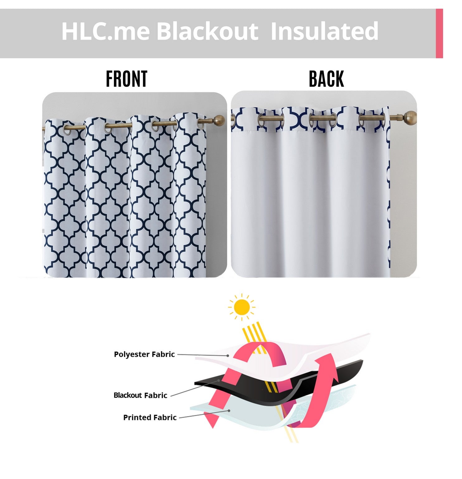 Lattice Print Room Darkening Grommet Curtain Panels