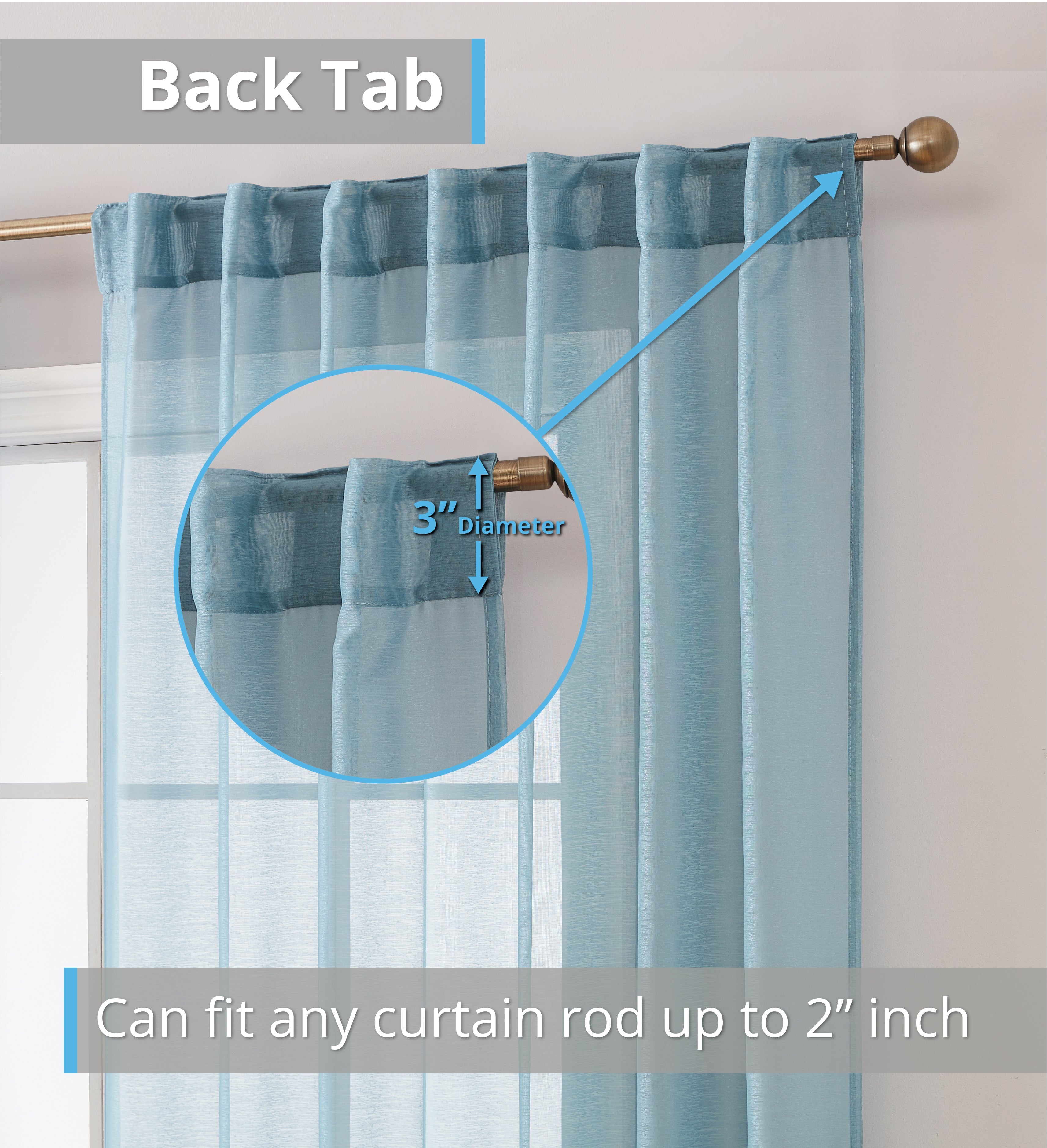 Lauren Semi Sheer Back Tab Rod Pocket Panels