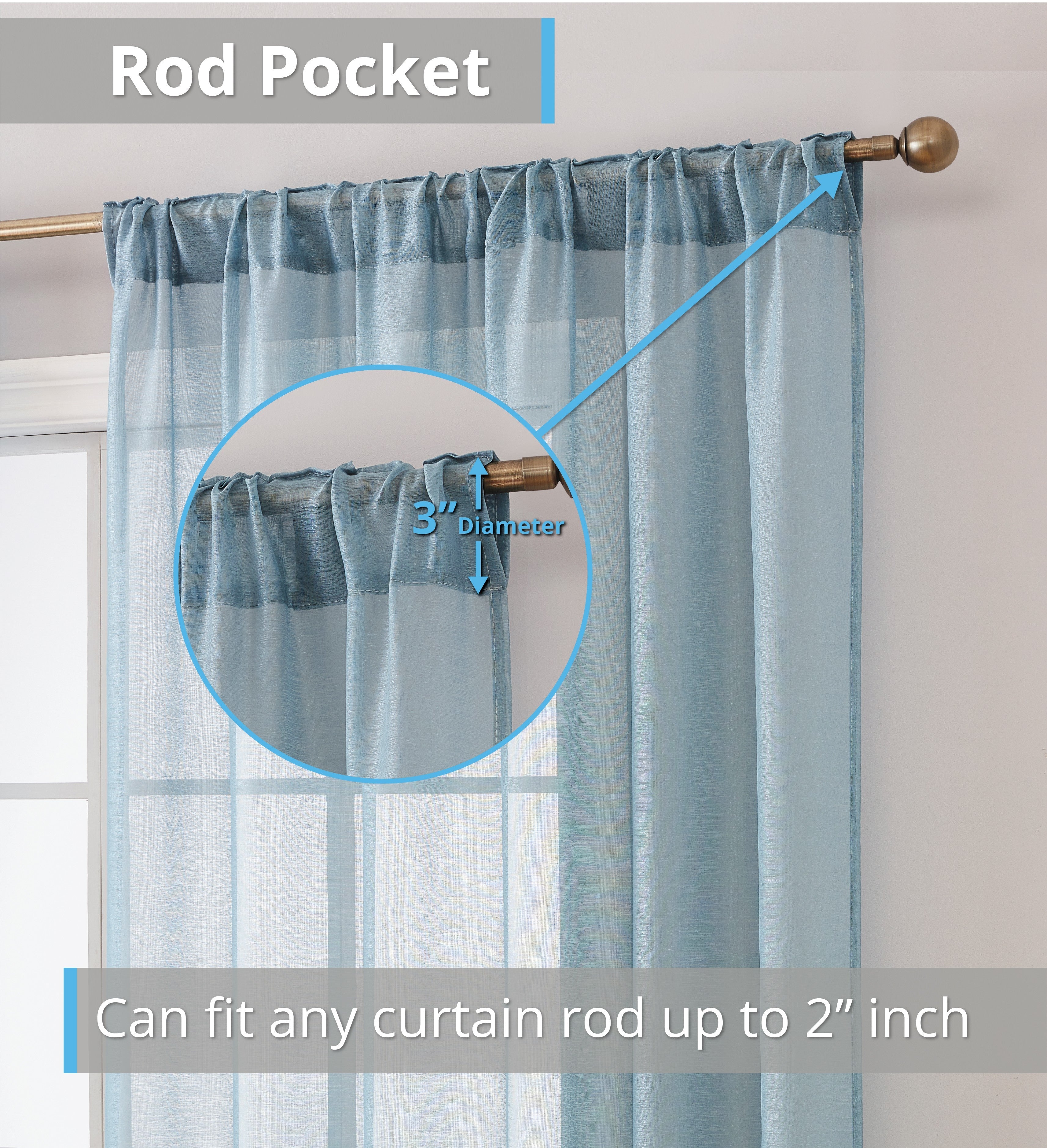 Lauren Semi Sheer Back Tab Rod Pocket Panels