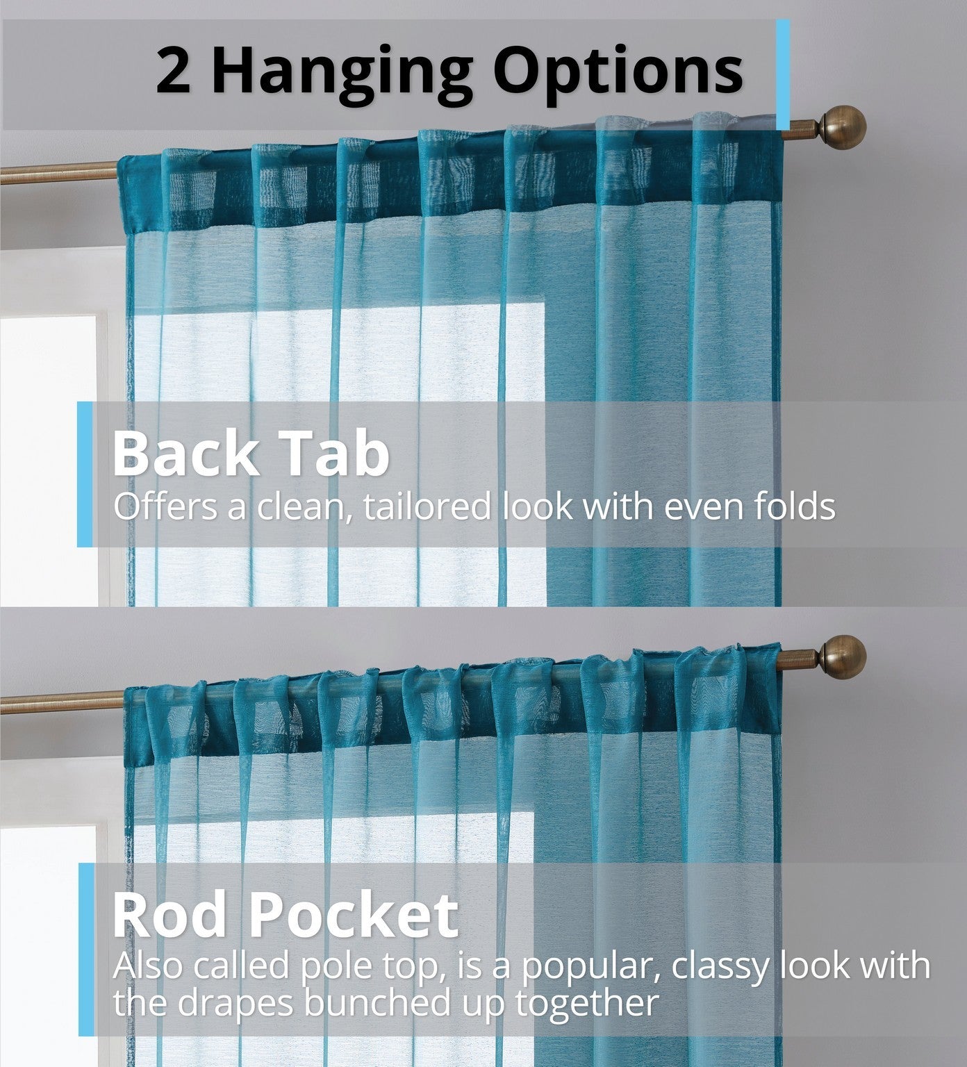 Lauren Semi Sheer Back Tab Rod Pocket Panels