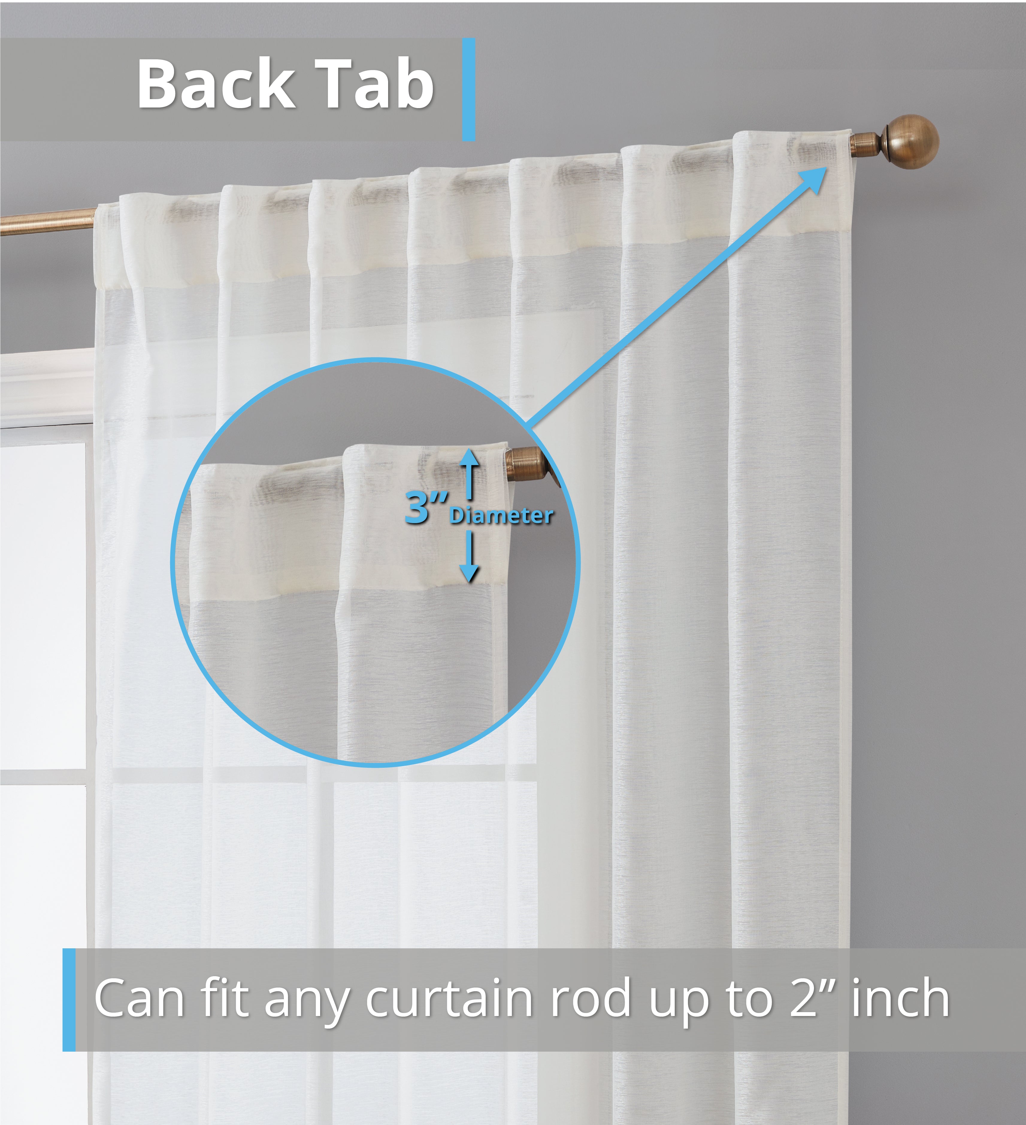 Lauren Semi Sheer Back Tab Rod Pocket Panels