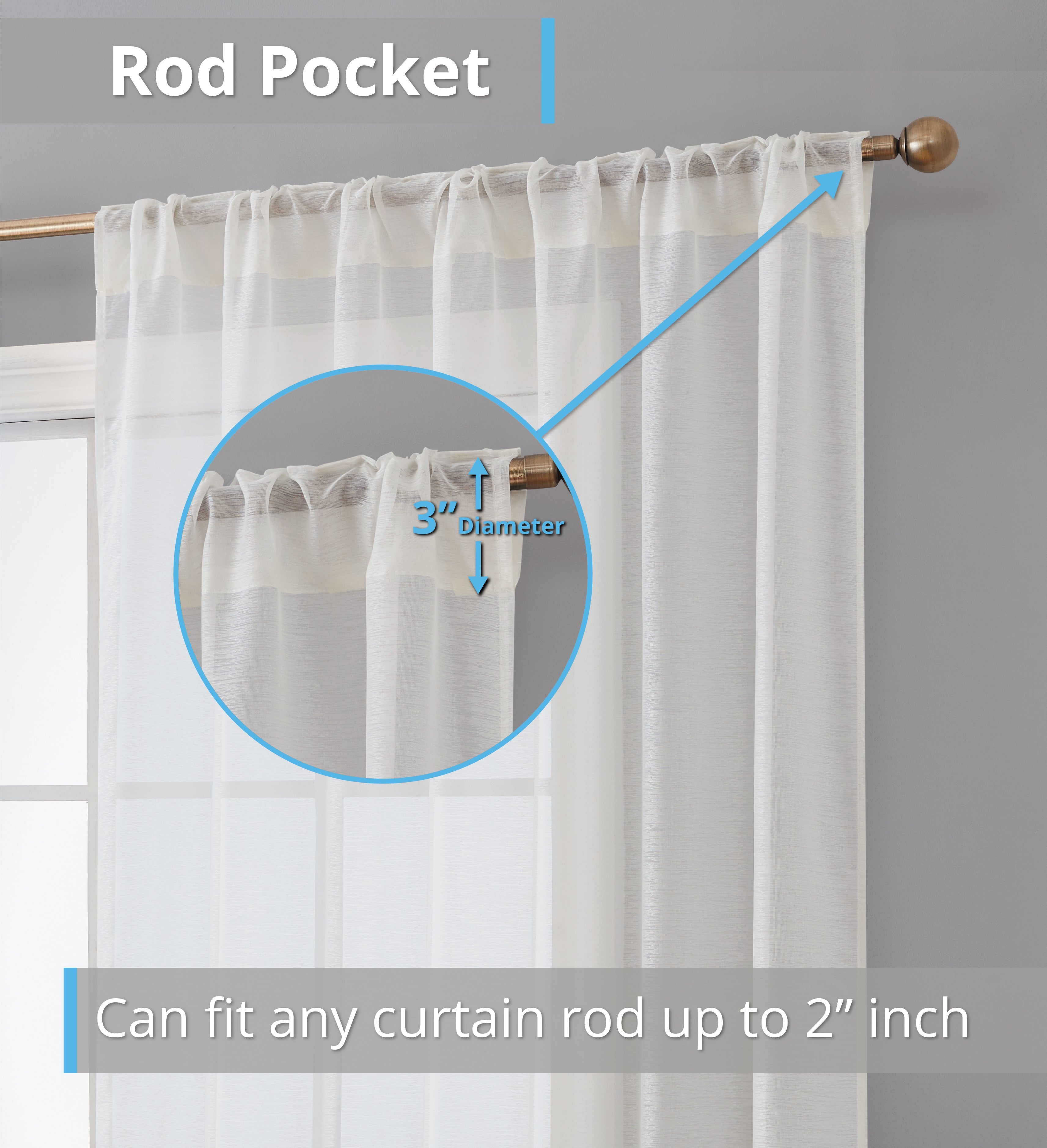 Lauren Semi Sheer Back Tab Rod Pocket Panels