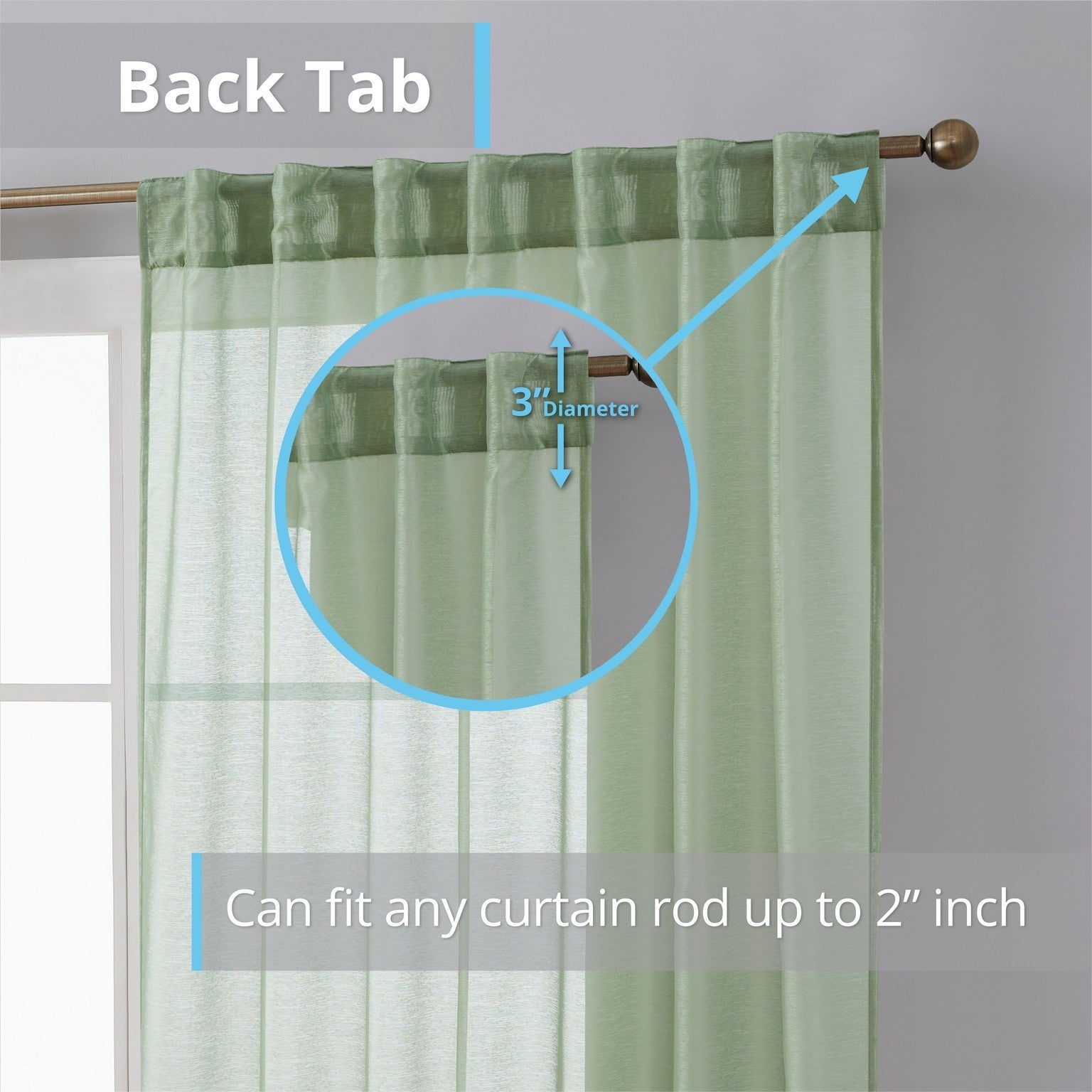 Lauren Semi Sheer Back Tab Rod Pocket Panels