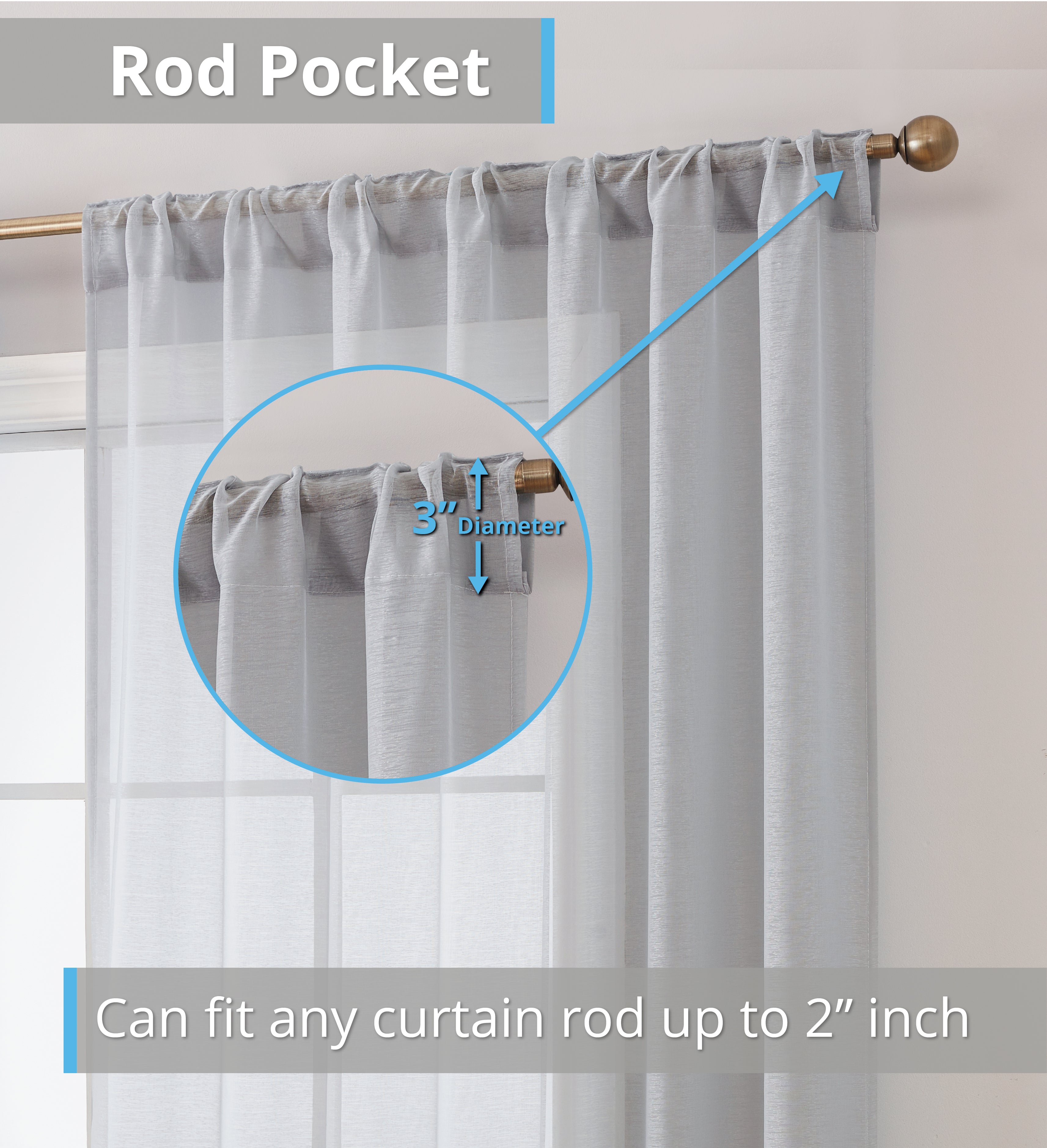 Lauren Semi Sheer Back Tab Rod Pocket Panels