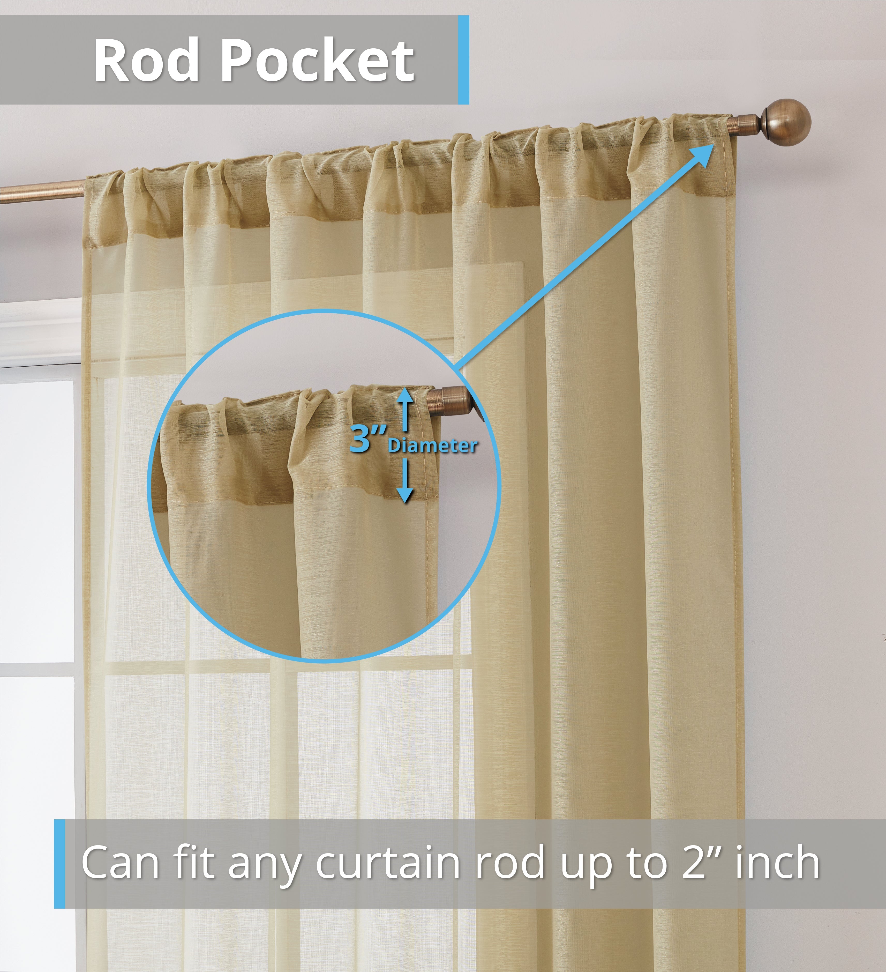 Lauren Semi Sheer Back Tab Rod Pocket Panels