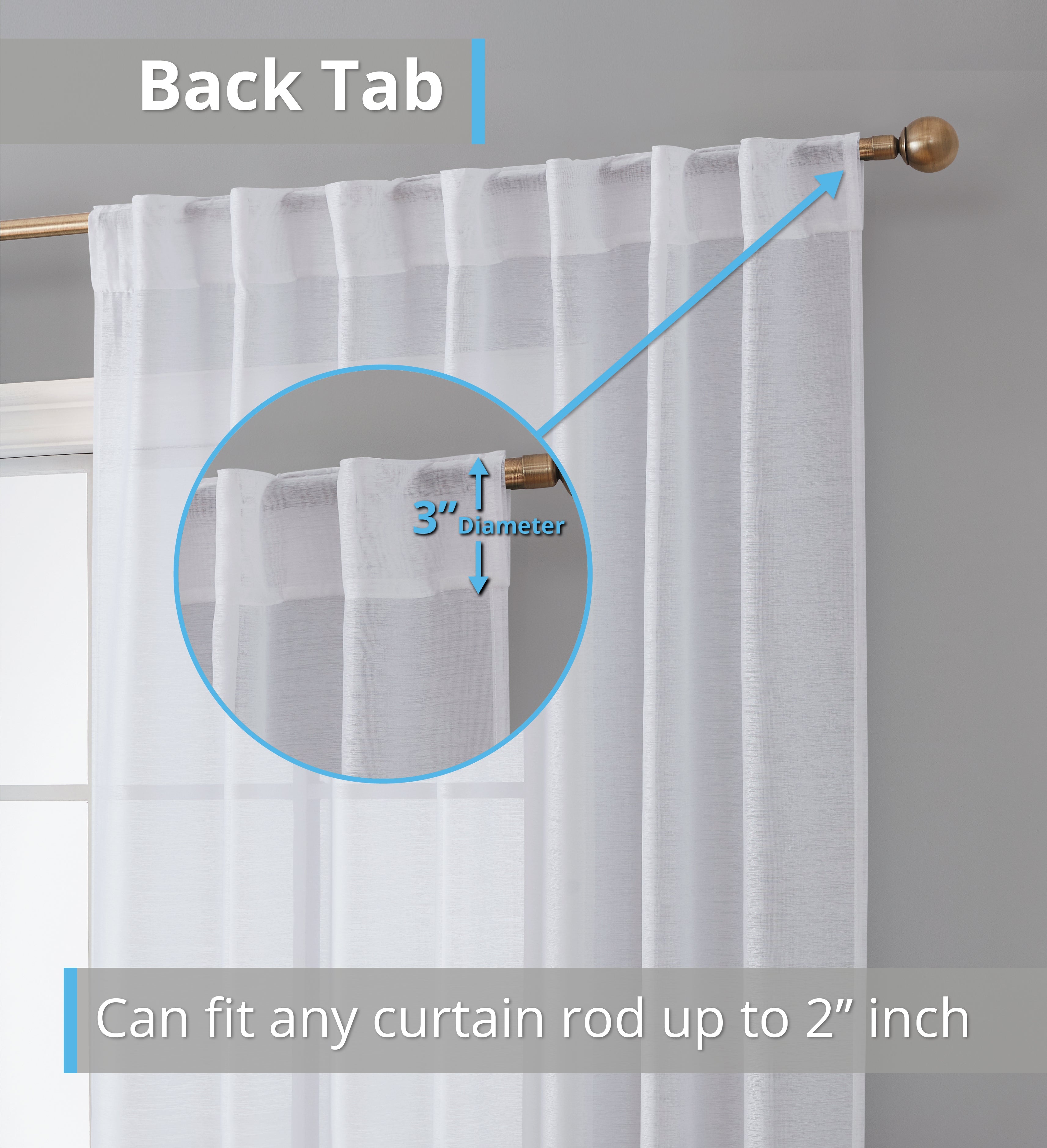 Lauren Semi Sheer Back Tab Rod Pocket Panels