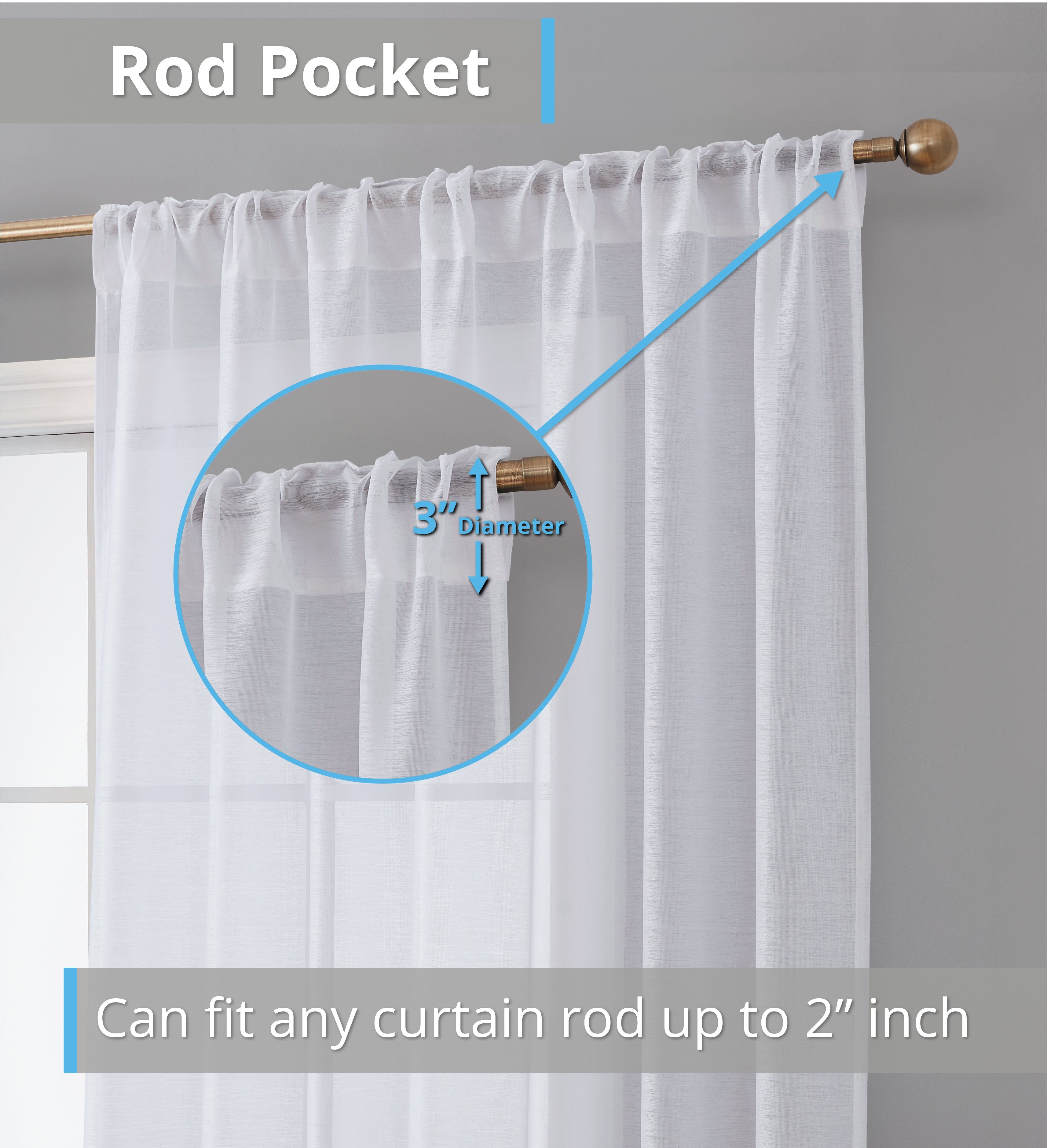 Lauren Semi Sheer Back Tab Rod Pocket Panels