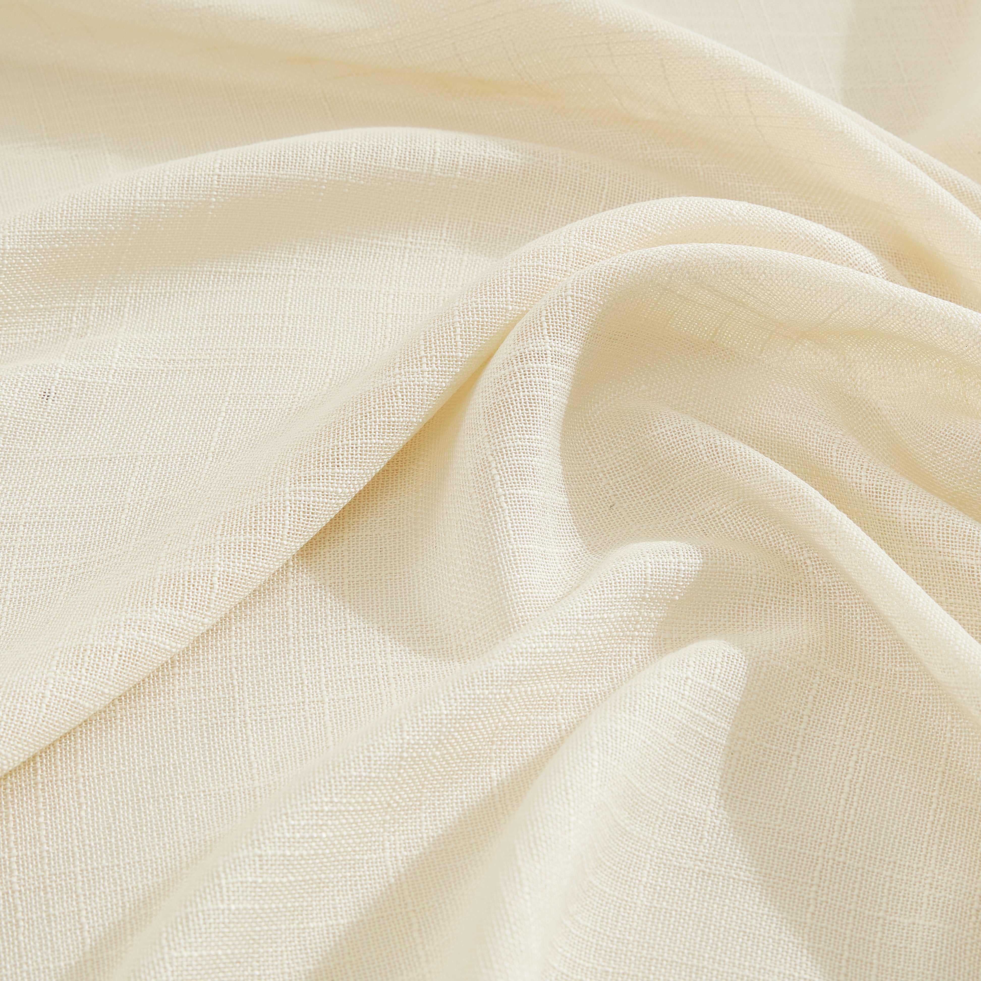 Linda Faux Linen Textured Sheer Rod Pocket Curtain Panels