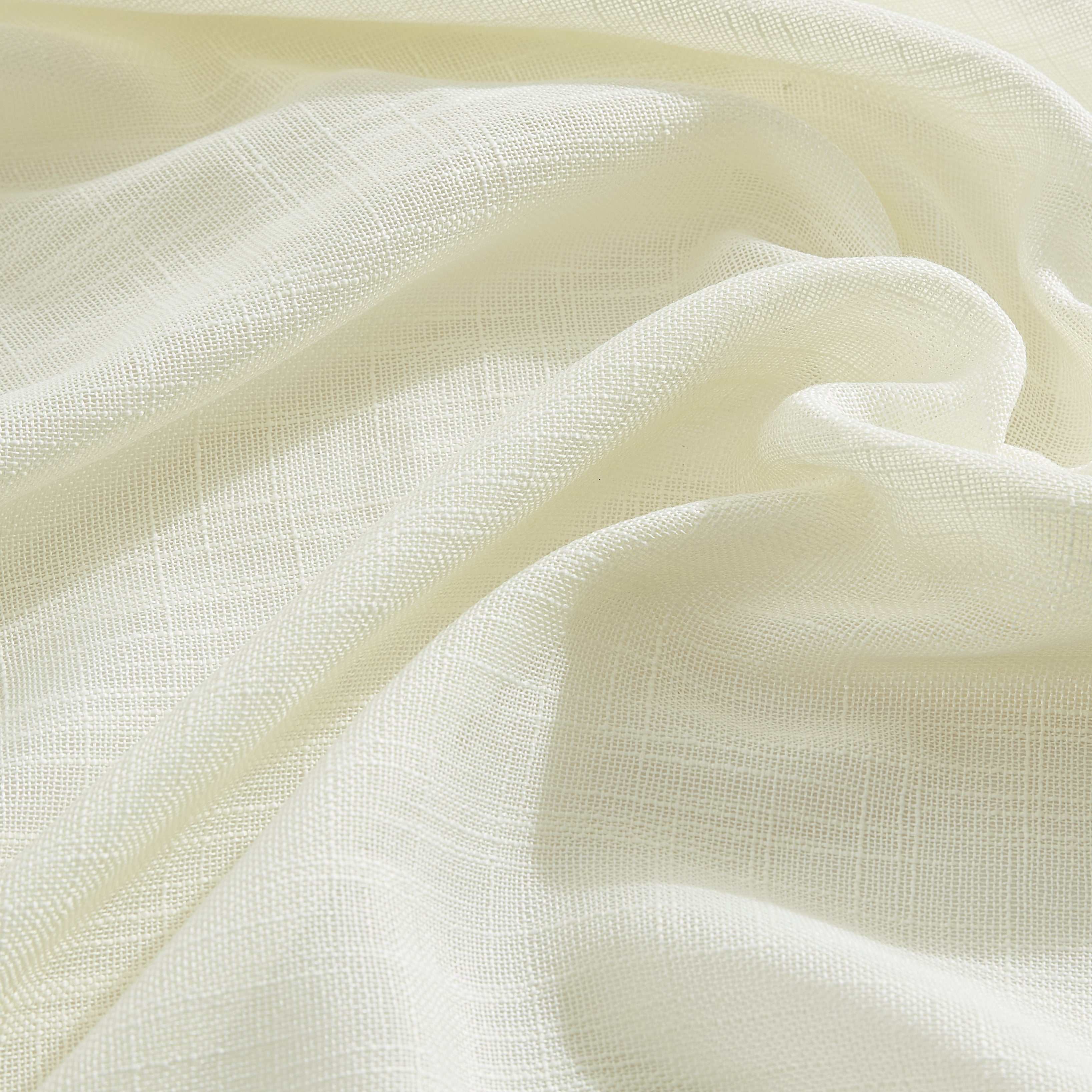 Linda Faux Linen Textured Sheer Rod Pocket Curtain Panels