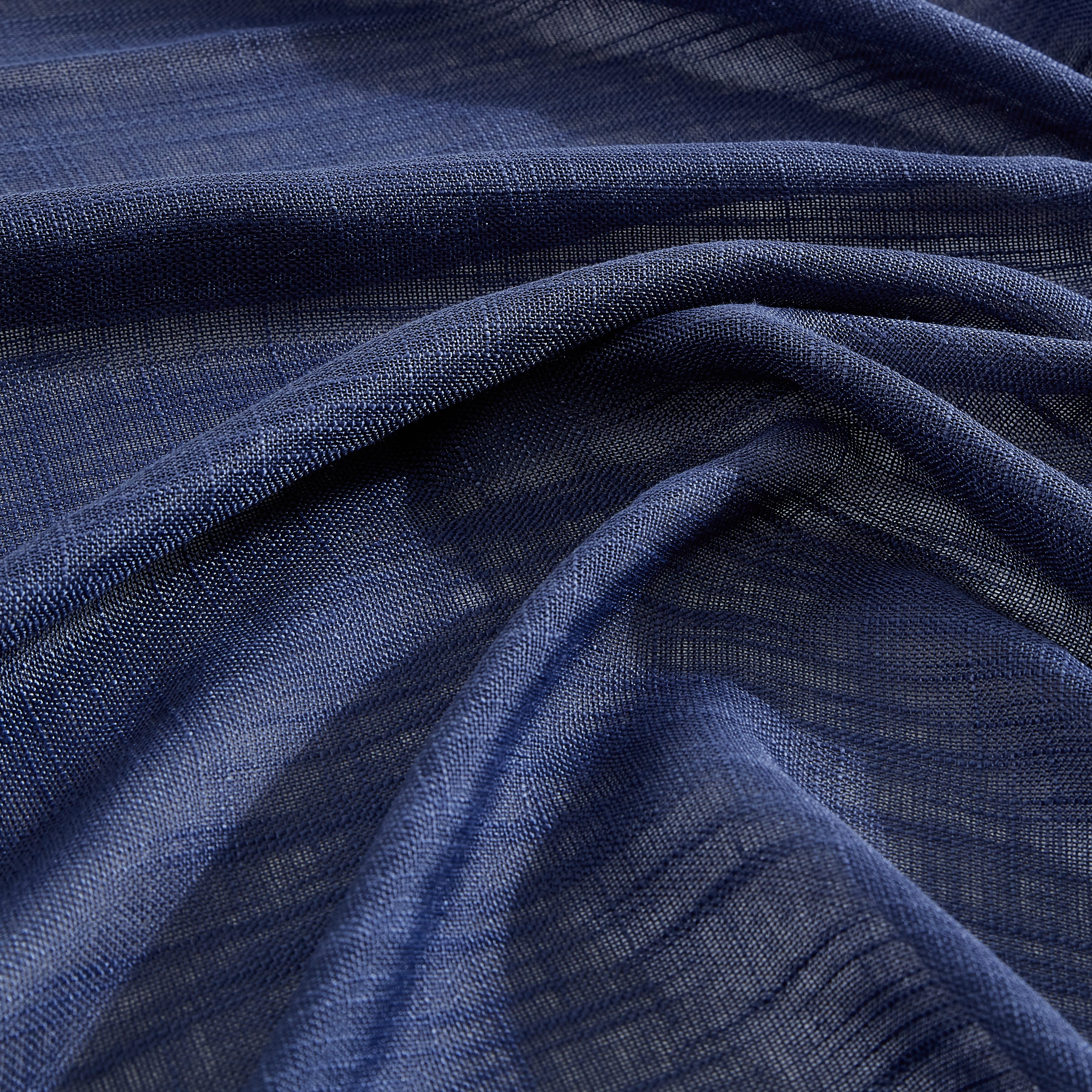 Linda Faux Linen Textured Sheer Rod Pocket Curtain Panels