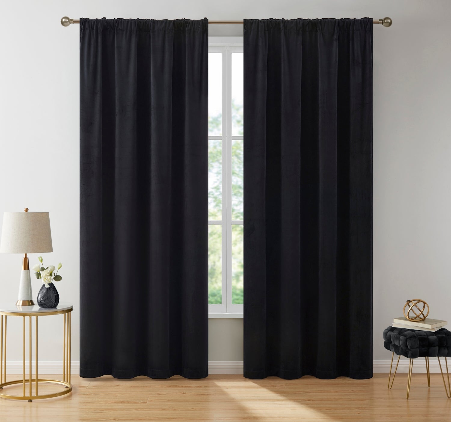 Lopez Velvet Back Tab Rod Pocket Curtain Panels