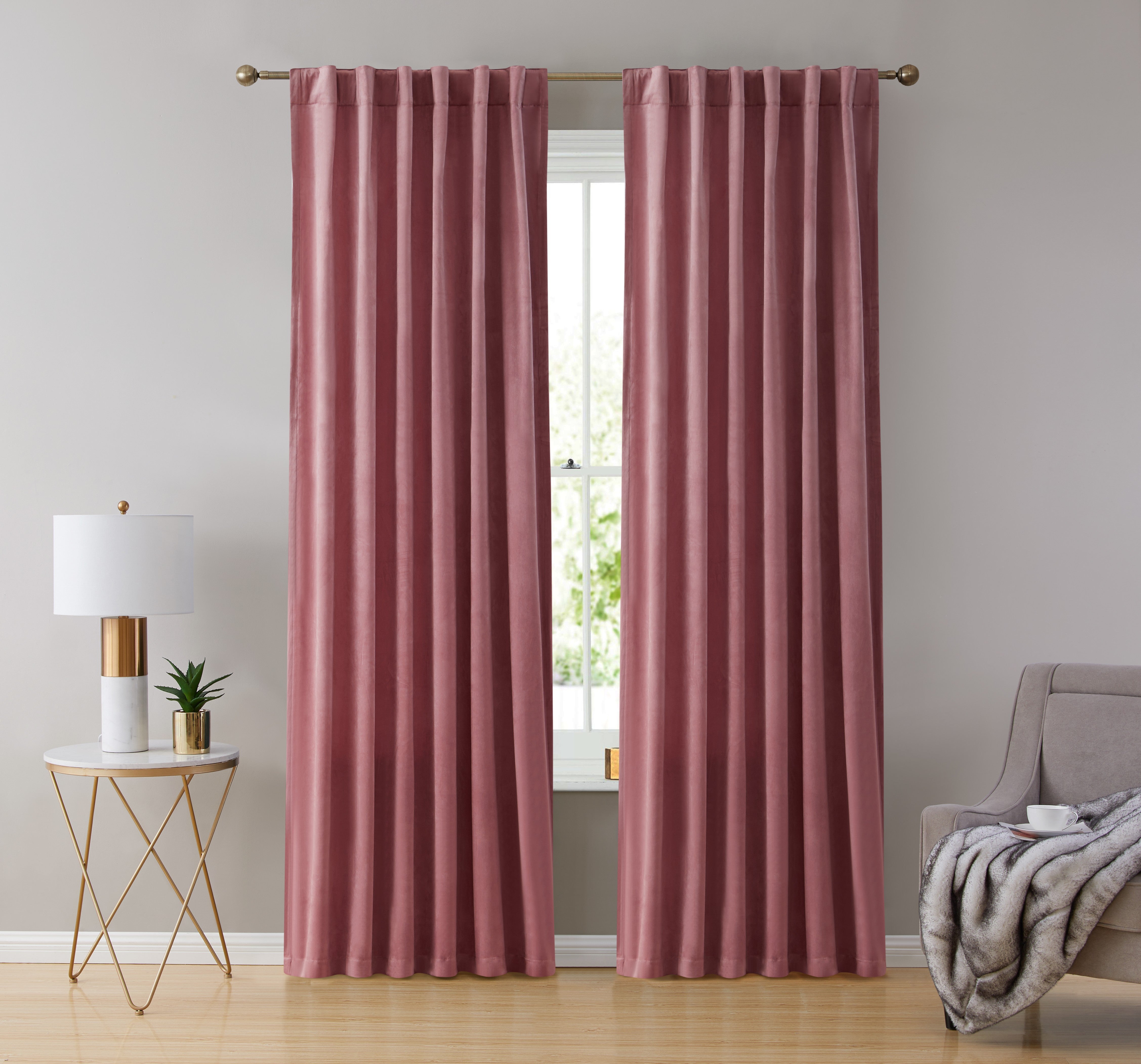 Lopez Velvet Back Tab Rod Pocket Curtain Panels