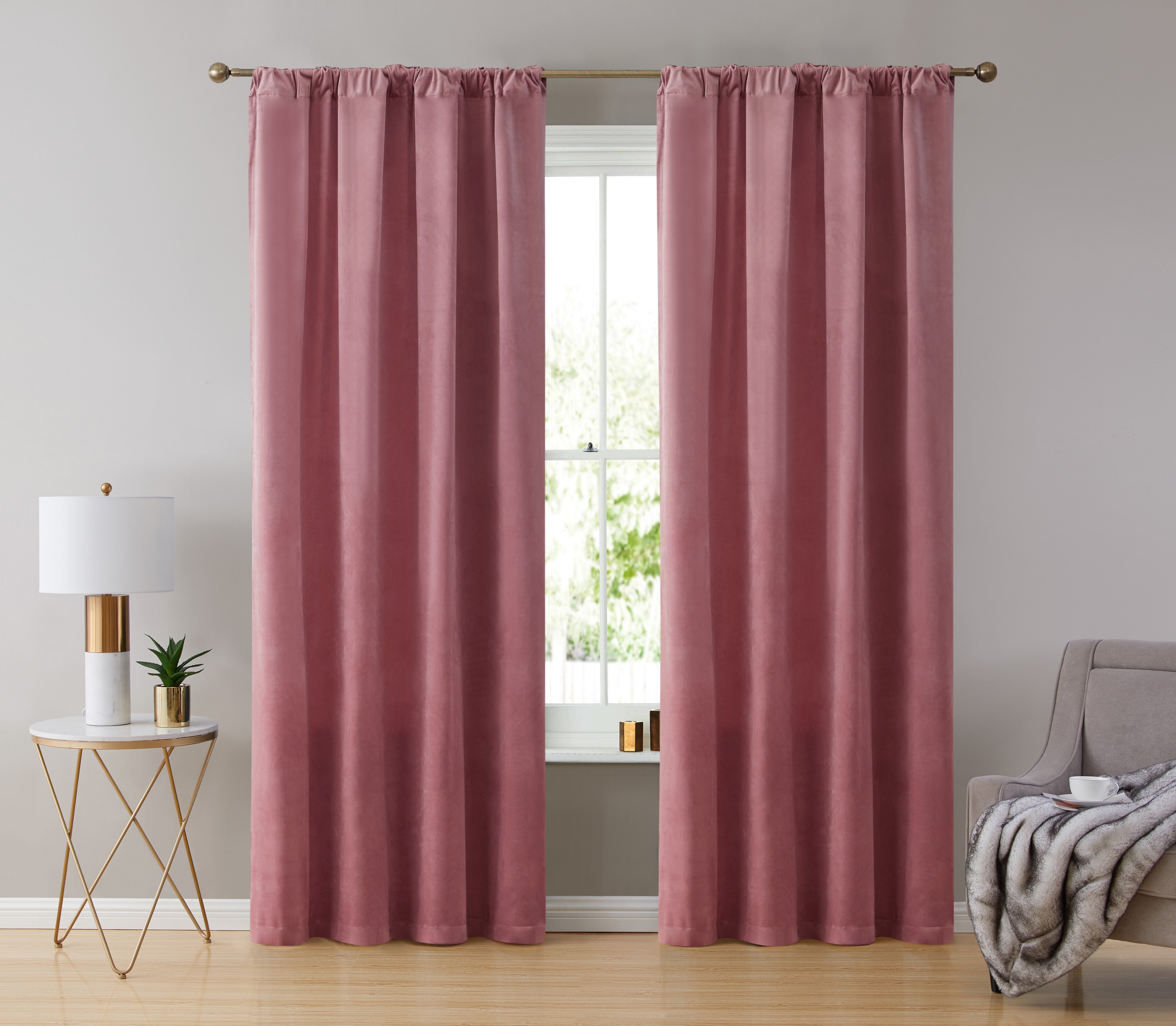 Lopez Velvet Back Tab Rod Pocket Curtain Panels