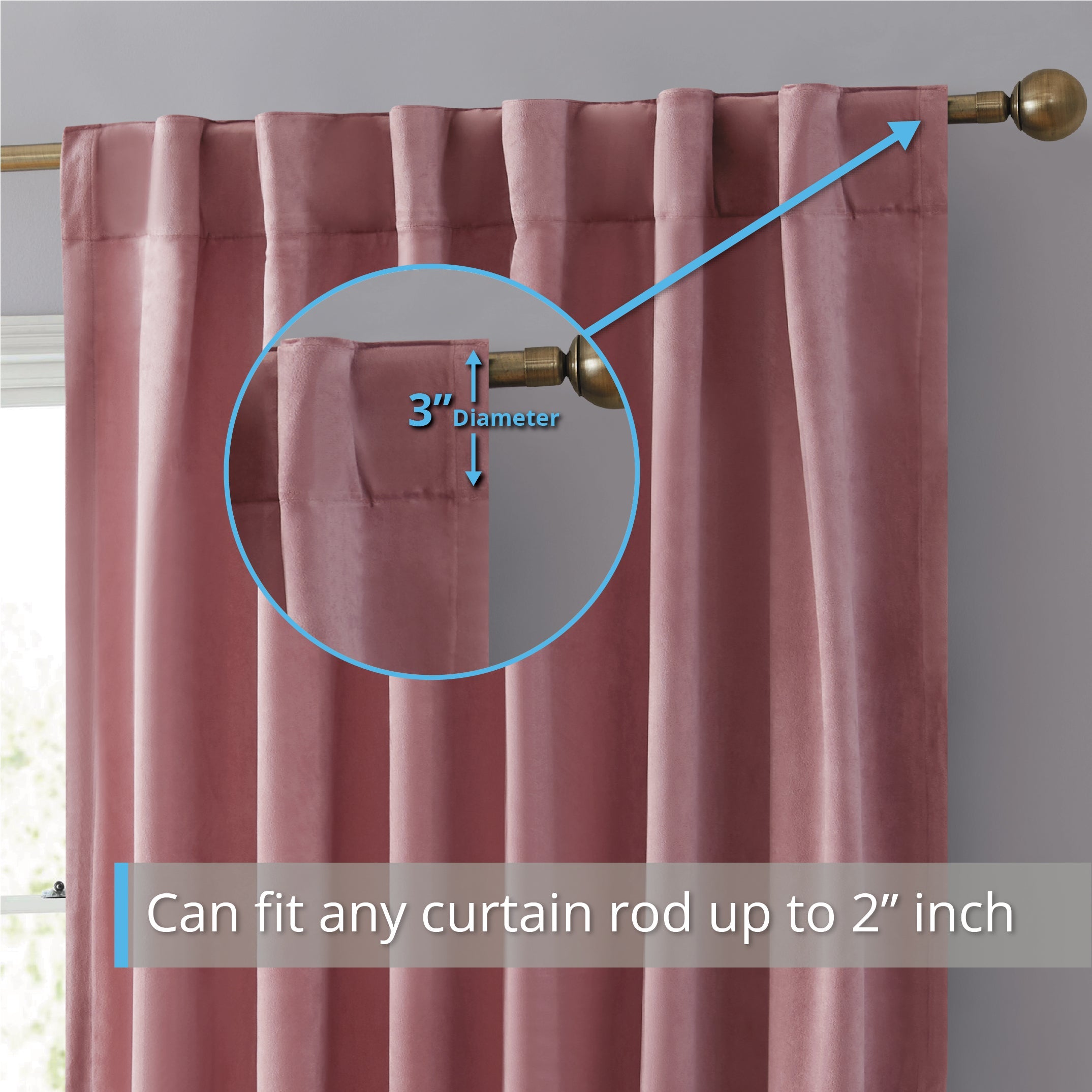 Lopez Velvet Back Tab Rod Pocket Curtain Panels